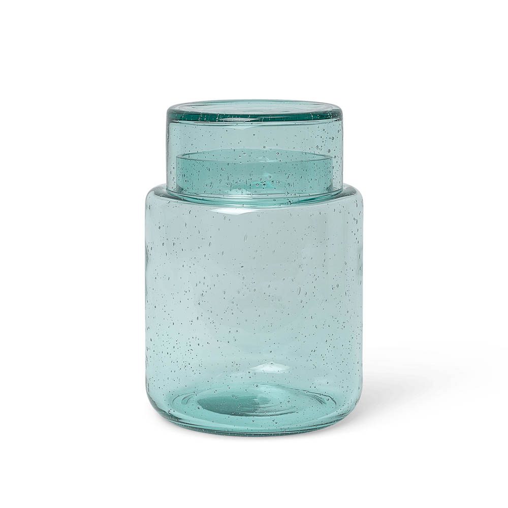 FERM LIVING Oli Recycled Glass Container - Eco-Friendly Storage Jar for Kitchen, Bathroom & Office Organization | Perfect for Spices, Cotton Balls & Desk Supplies
