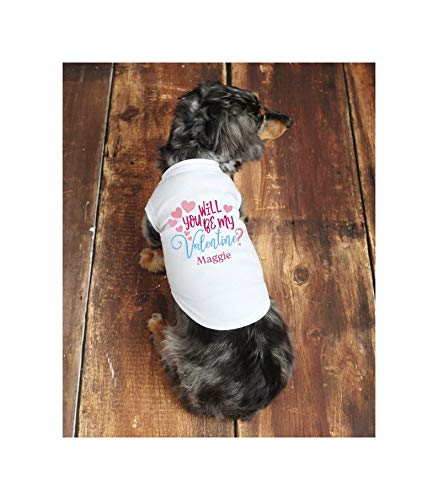 Personalized Dog Valentine's Day Shirt - 'Will You Be My Valentine?' Cute Pet Clothes for Small & Large Dogs - Perfect for Valentine's Day Photos, Parties & Gifts