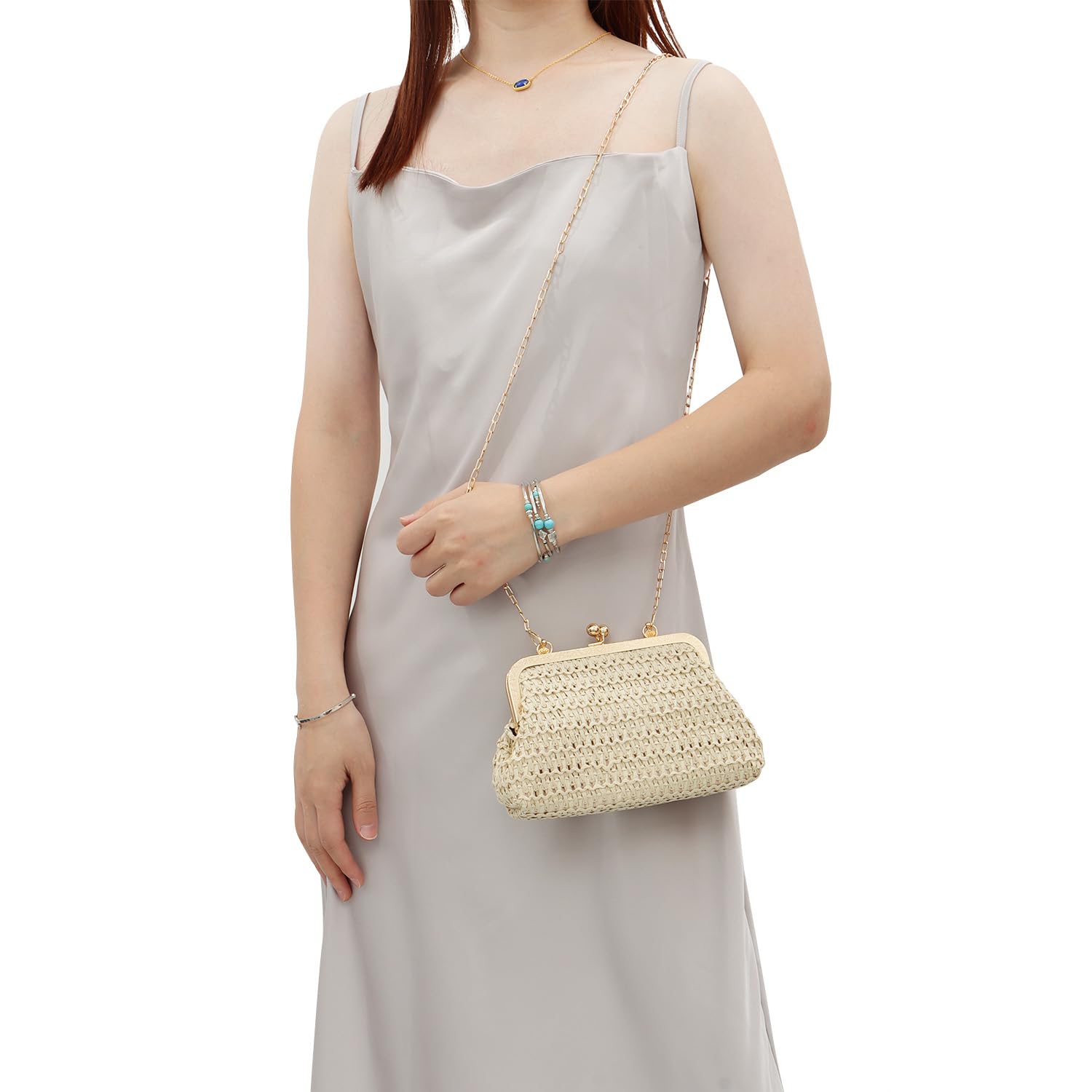 KUANG! Women's Woven Straw Clutch Handbag - Elegant Evening Purse & Summer Beach Shoulder Bag | Perfect for Weddings, Parties, Vacations & Boho Fashion