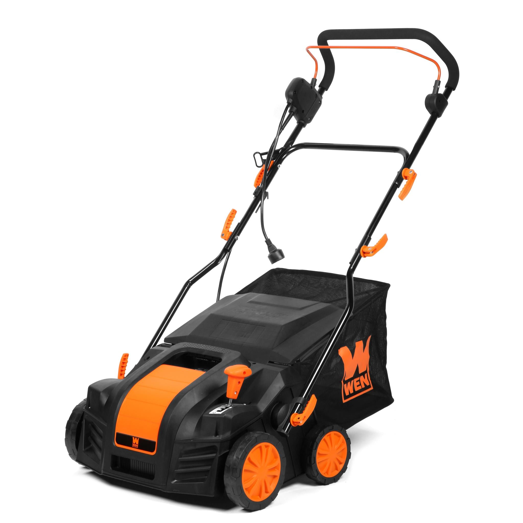 WEN DT1516 16-Inch 15 Amp 2-in-1 Electric Dethatcher & Scarifier with Collection Bag - Perfect for Lawn Aeration and Thatch Removal in Residential Yards