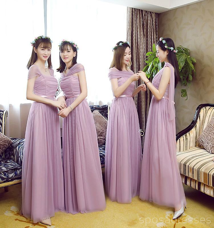 Elegant Mismatched Blue Tulle Long Bridesmaid Dresses - Formal Wedding Party Gowns for Bridal Shower, Bachelorette & Special Occasions - Style BD006