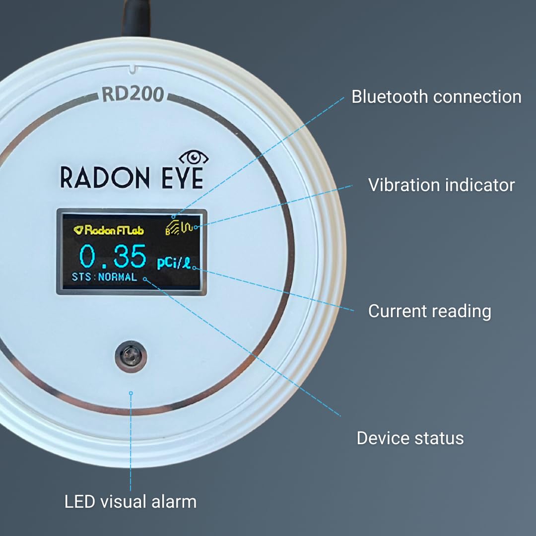Ecosense RD200 RadonEye - Fast & Accurate Home Radon Detector with Real-Time Monitoring, OLED Display & Bluetooth App | Ideal for Basement, Office & Indoor Air Quality Testing