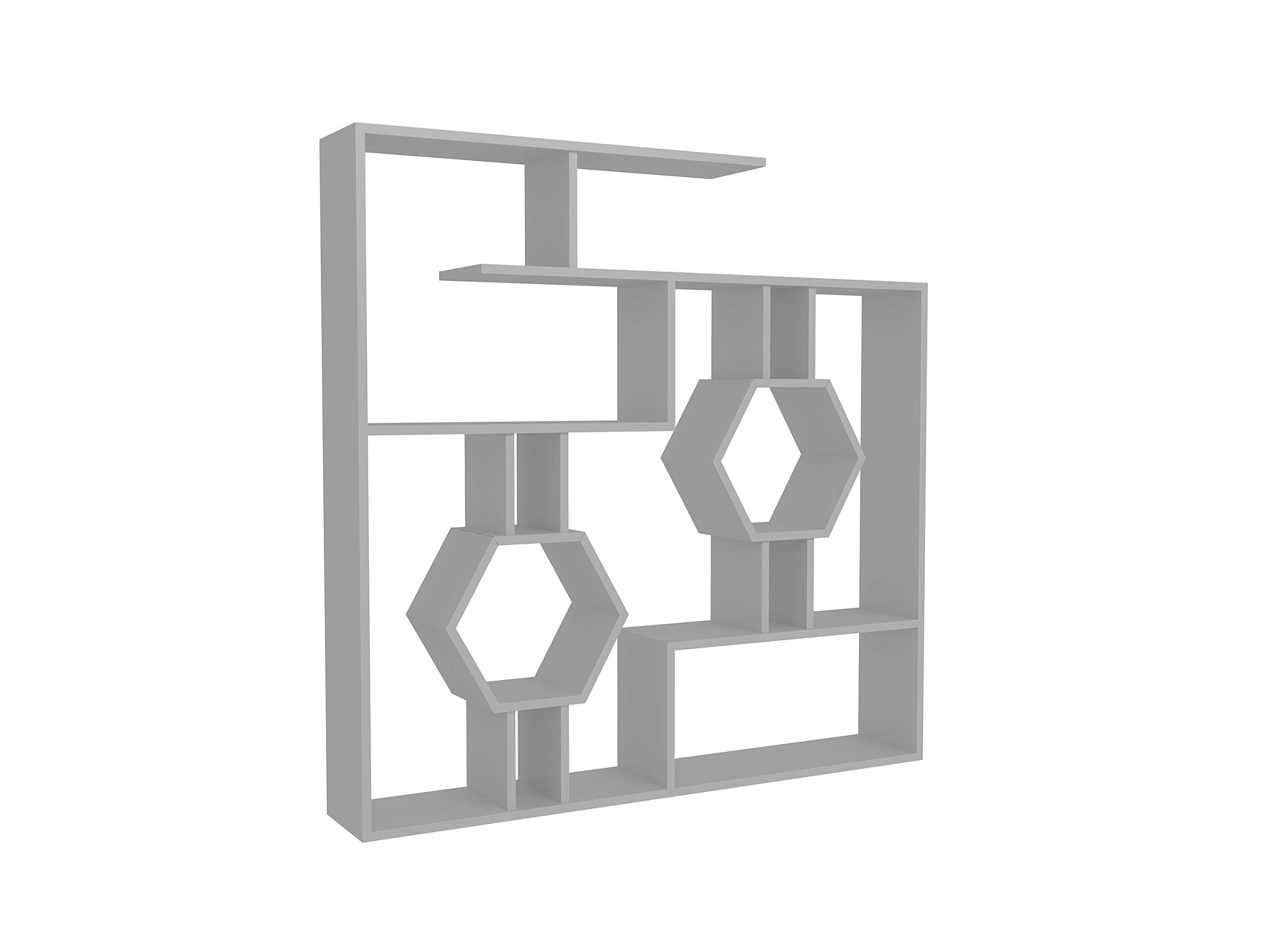 Decorotika - Tamara Geometric Bookcase, Modern Bookshelf with Cubic Shelves, White Storage Unit - Perfect for Living Room, Office & Bedroom Organization
