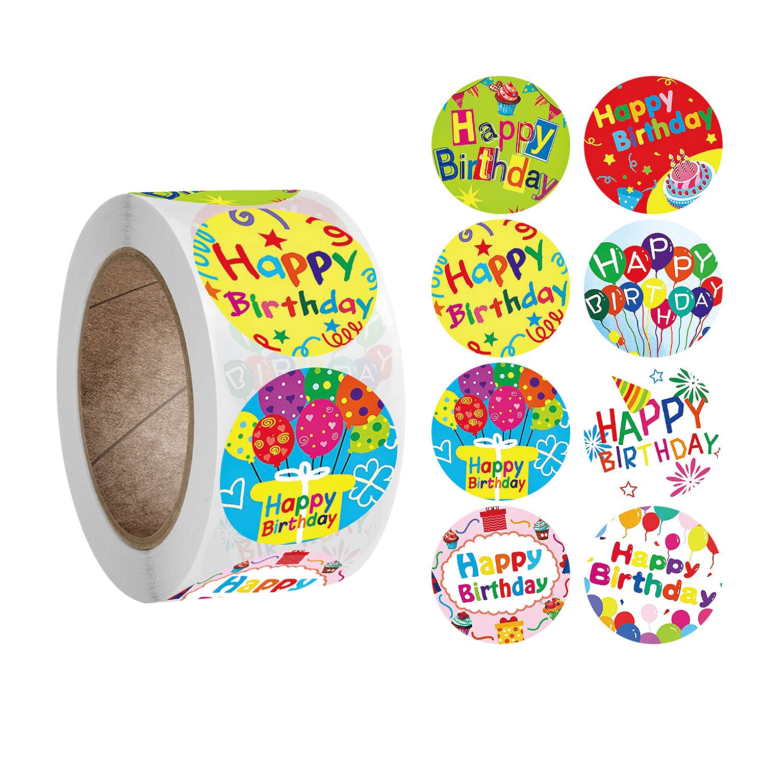 Pink Forest Happy Birthday Stickers - Round Decorative Sealing Labels for Party Decorations | Perfect for Kids & Adults Birthday Celebrations, Classroom & Home Decor | Bulk Pack of 50pcs