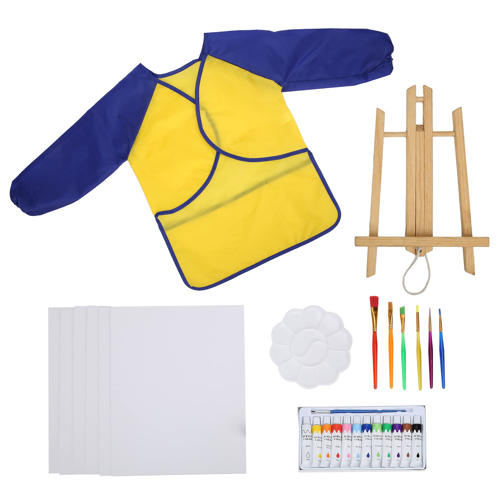 Zerodis 28-Piece Kids Paint Brush and Sponge Kit - DIY Painting Brushes Set for Children's Arts & Crafts, Early Learning Drawing Tools (Yellow) - Perfect for Classroom, Home, and Creative Playtime