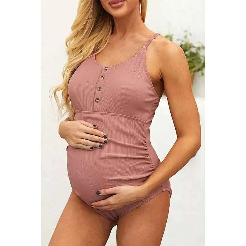 One Piece Maternity Swimsuit for Women - Striped Pregnancy Swimwear with Support | Perfect for Beach, Pool & Maternity Photoshoots