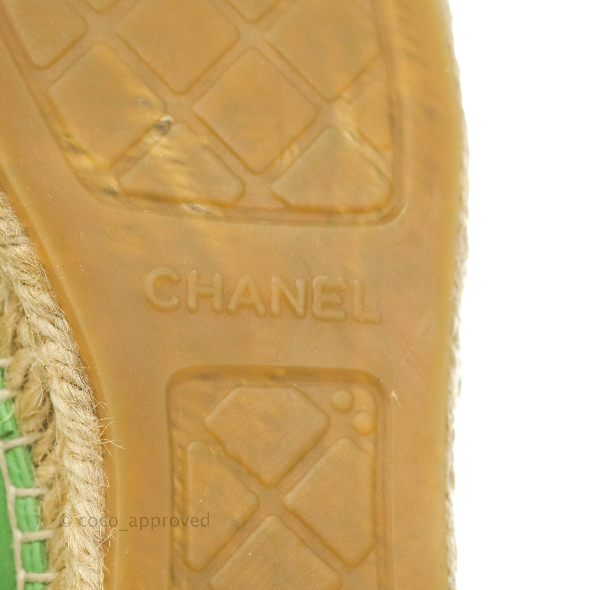 Chanel CC Logo Quilted Green Lambskin Espadrilles Flats - Women's Size 37 EU (US 7) | Luxury Designer Shoes for Casual Outings & Summer Vacations