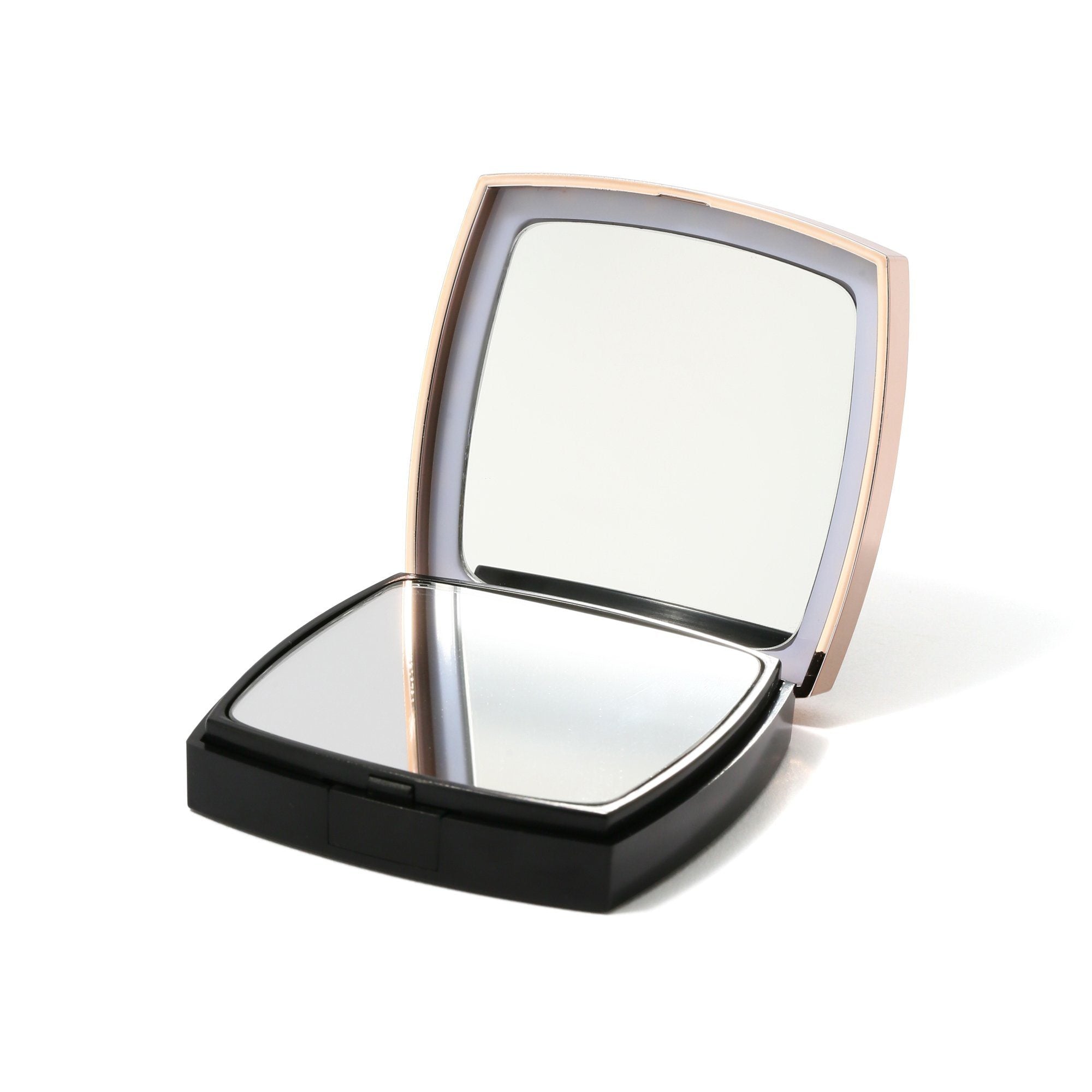 Blanche LED Compact Mirror with Bright Light - Portable Makeup Mirror for Travel, Home, and Vanity - Black