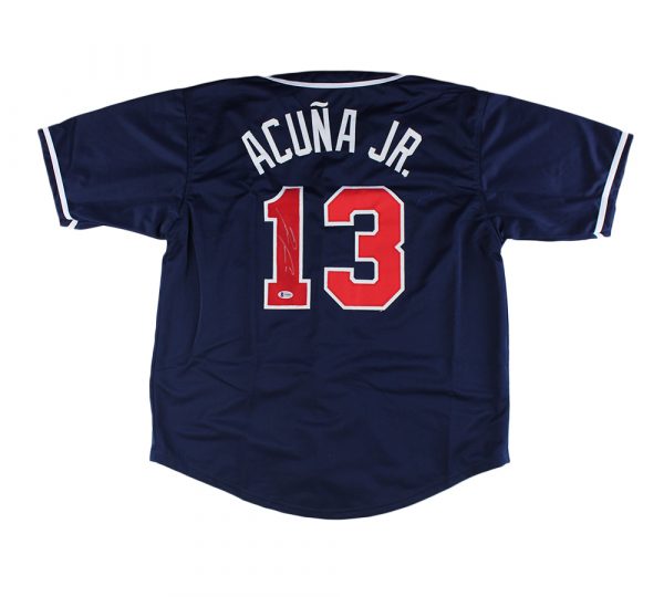 Authentic Ronald Acuña Jr. Signed Atlanta Braves Navy MLB Jersey - Limited Edition Collectible for Baseball Fans & Sports Memorabilia Enthusiasts - Perfect for Display, Gifting, and Game Day