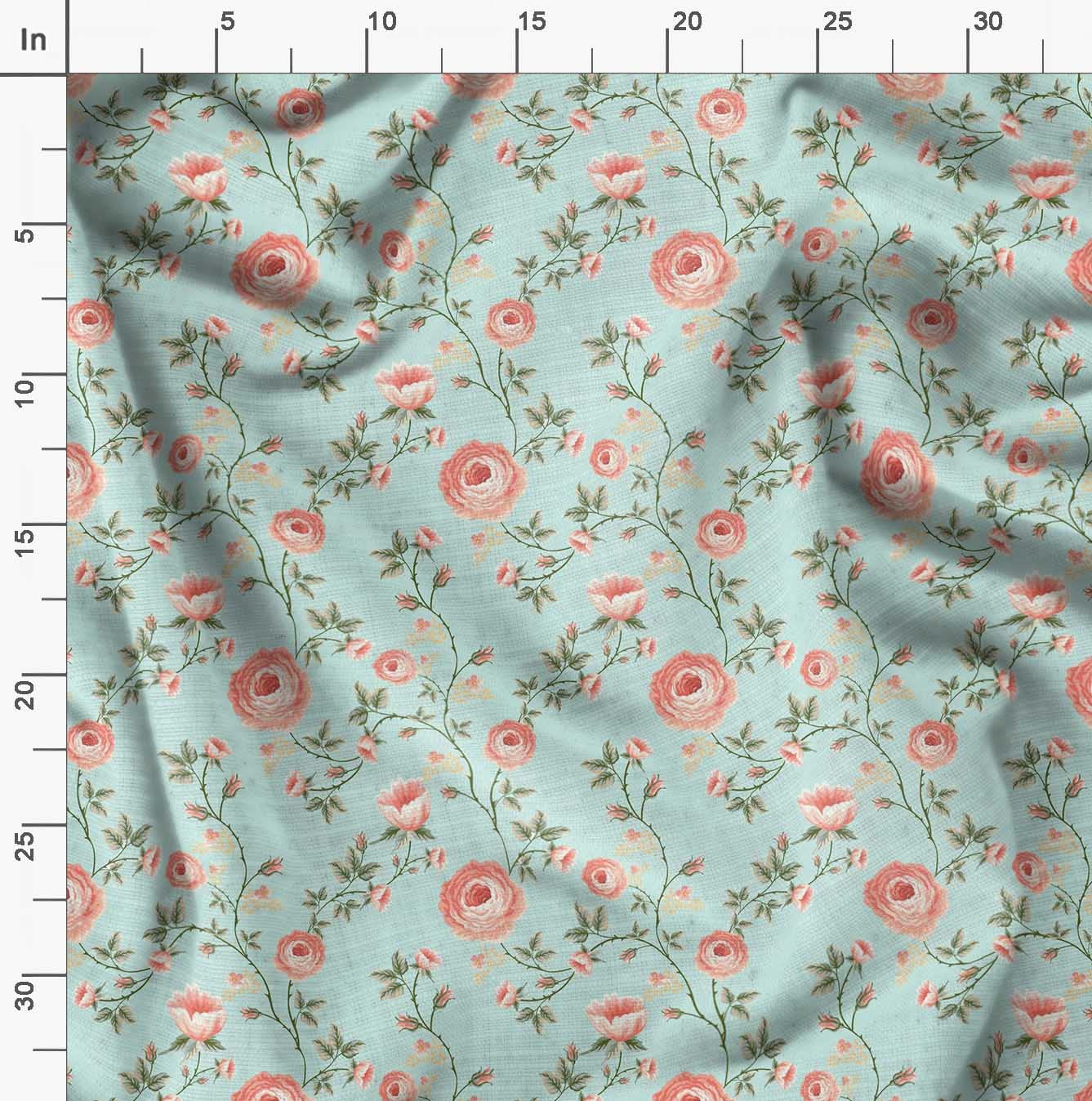 Soimoi Moss Georgette Brown Floral Fabric by The Yard - 42 Inch Wide Printed Fabric with Delicate Flower & Leaf Patterns for Dresses, Curtains, DIY Crafts & Home Decor Projects - Lightweight & Romantic Material