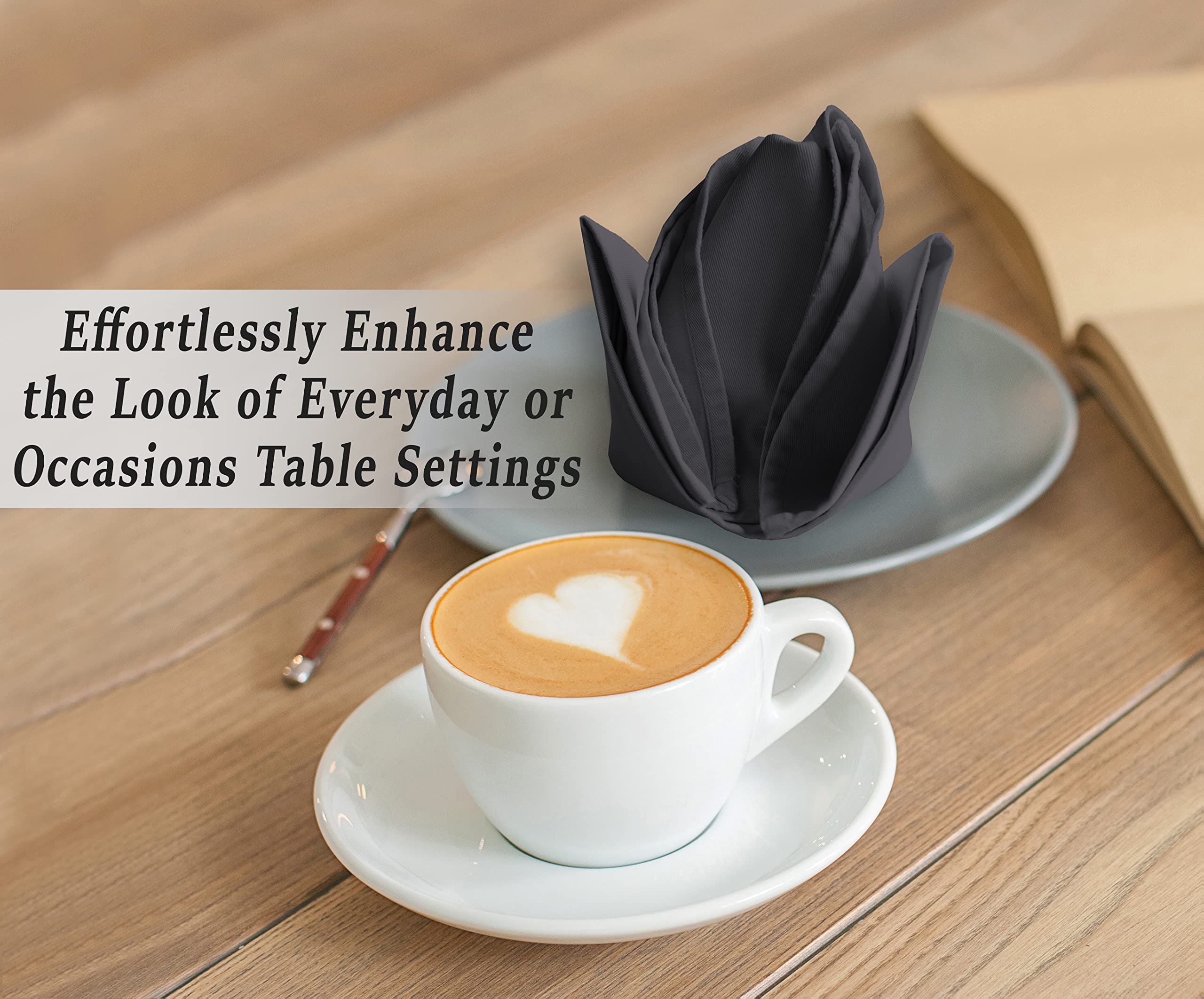 Premium Cotton Blend Washable Cloth Napkins Set of 12 - 18x18 Inch Soft & Absorbent Dinner Napkins for Restaurants, Weddings, Parties & Everyday Use - Dark Grey Table Linens for Elegant Dining & Special Occasions
