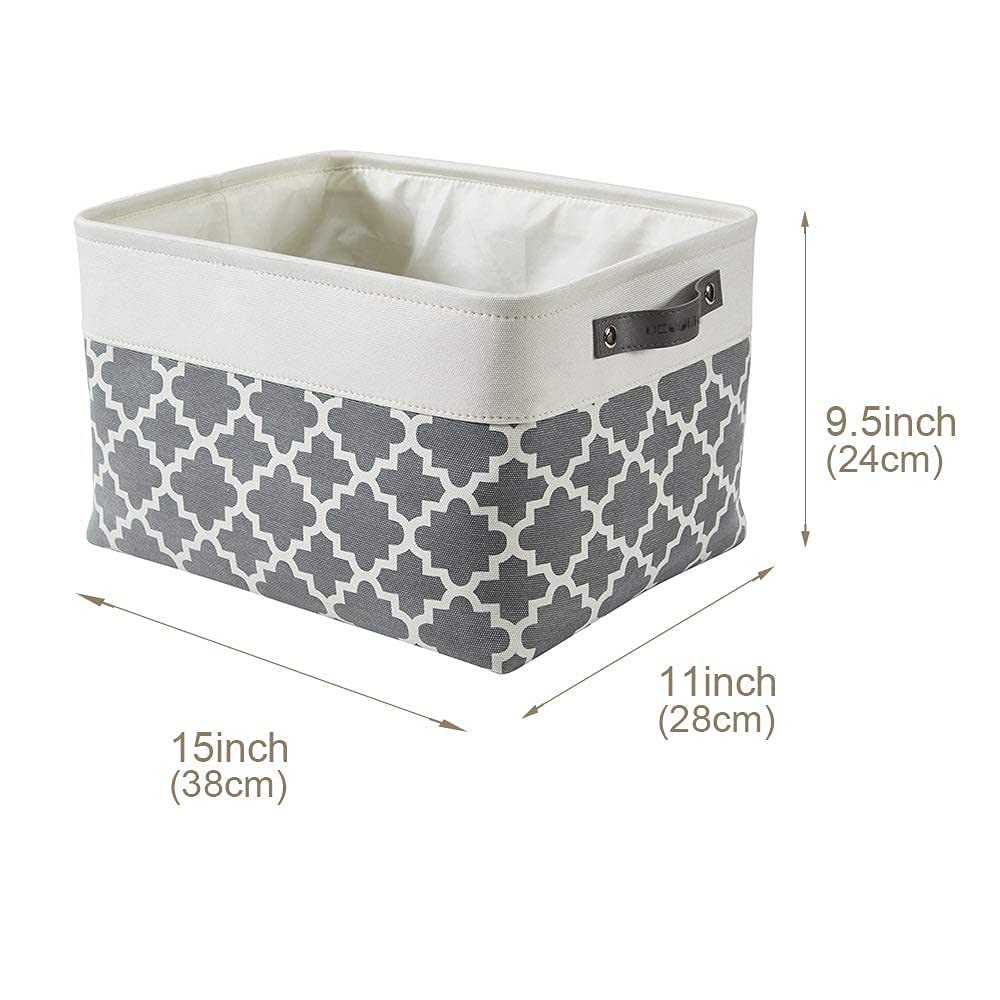 DECOMOMO Grey Fabric Storage Bins - Large 3 Pack Storage Baskets for Shelves, Linen Closet, Toy & Nursery Organization | Space-Saving Home & Office Storage Solutions