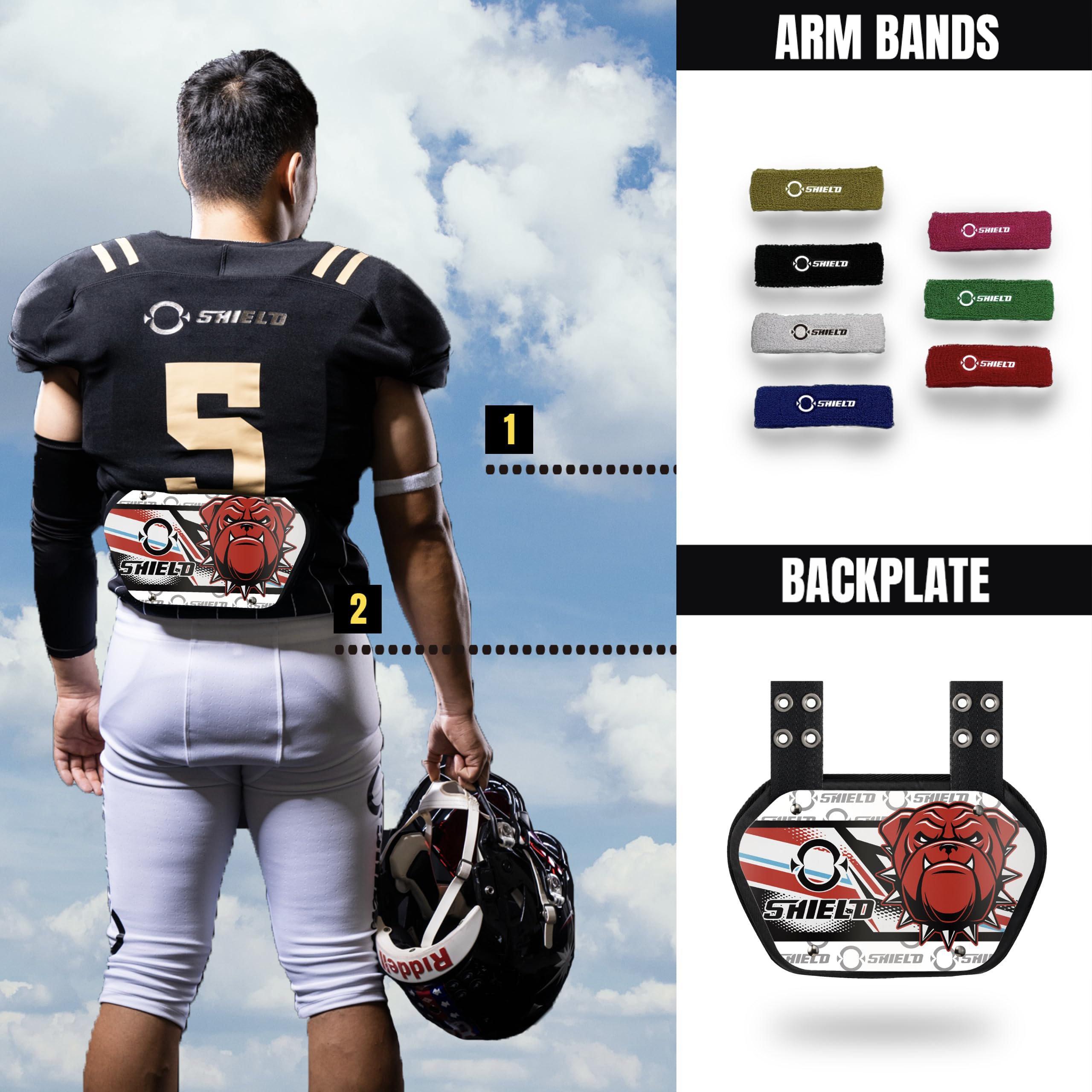 O Shield Danger Dog Football Back Plate - Premium Lower Back Protector for Football Players - Rear Impact Protection Pads for Safety & Performance - Ideal for Tackling, Blocking & Contact Drills