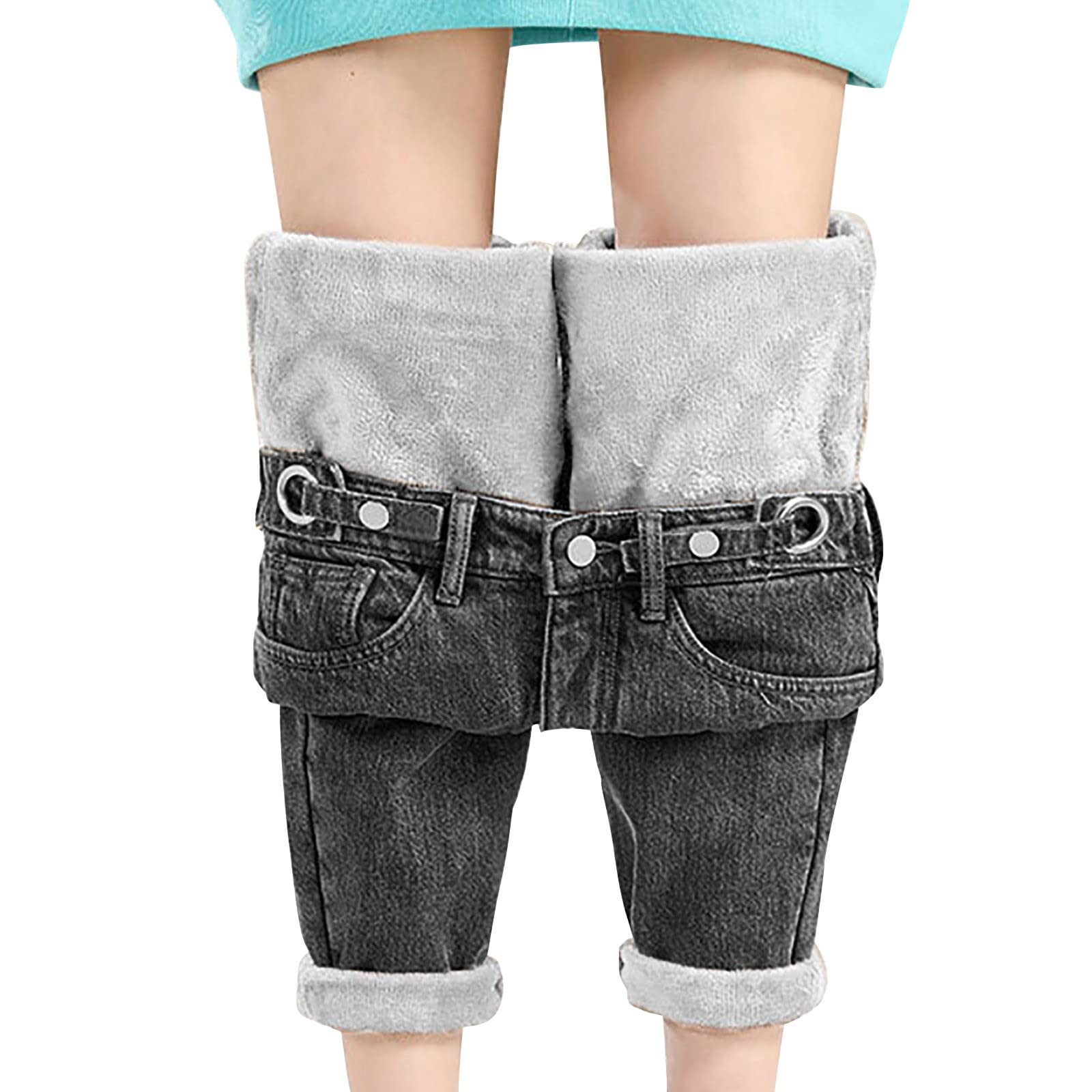 AMDBEL Women's Fleece Lined Skinny Jeans - High Waisted Winter Warm Stretch Denim Pants with Thick Fleece Lining | Perfect for Cold Weather & Outdoor Activities