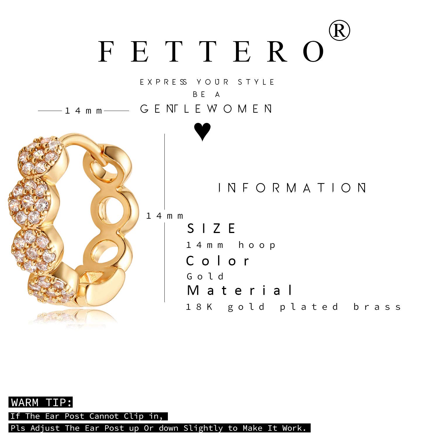 FETTERO 14K Gold Plated Huggie Hoop Earrings for Women - Hypoallergenic Twist Link Hoops, Dainty Minimalist Jewelry | Perfect for Everyday Wear, Date Nights & Special Occasions