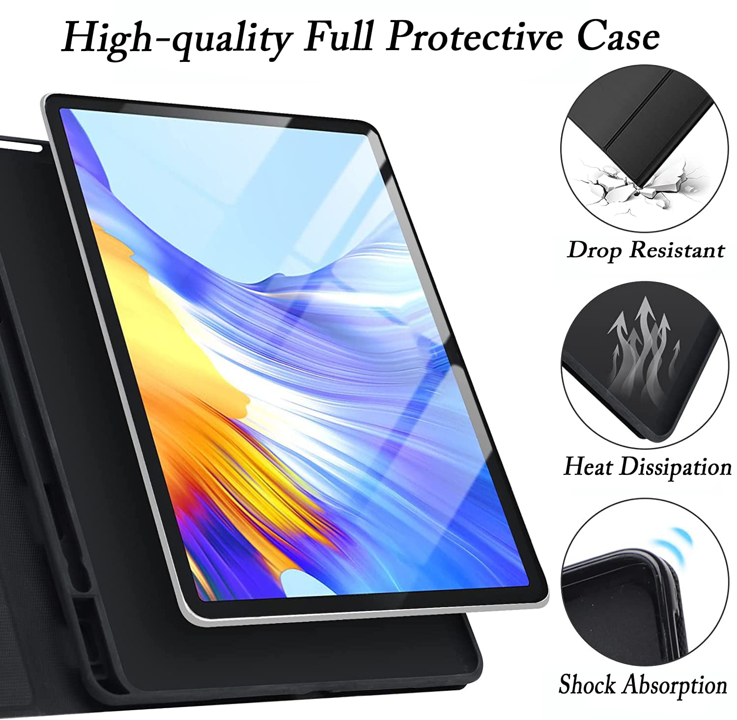 D DINGRICH iPad Pro 12.9 Case with Backlit Keyboard (2022 6th Gen & 2021 5th Gen Compatible) - Magnetic Detachable Keyboard with Apple Pencil Holder, Auto Sleep/Wake - Perfect for Work, Study & Travel - Black