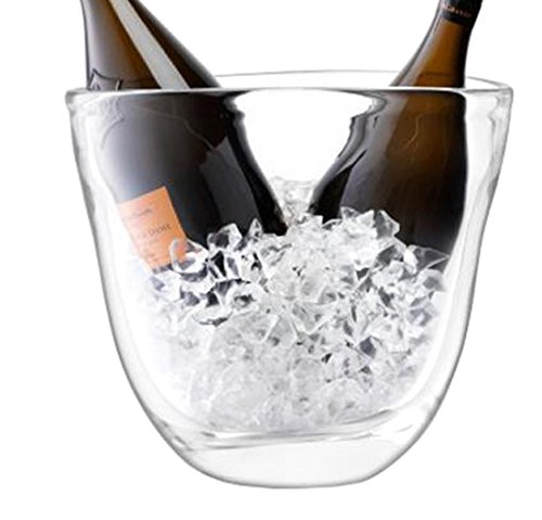 LSA CM05 Celebrate Dual Champagne Bucket - 10.75 Inch Clear Glass Ice Bucket for Wine & Champagne - Perfect for Weddings, Parties & Home Entertaining