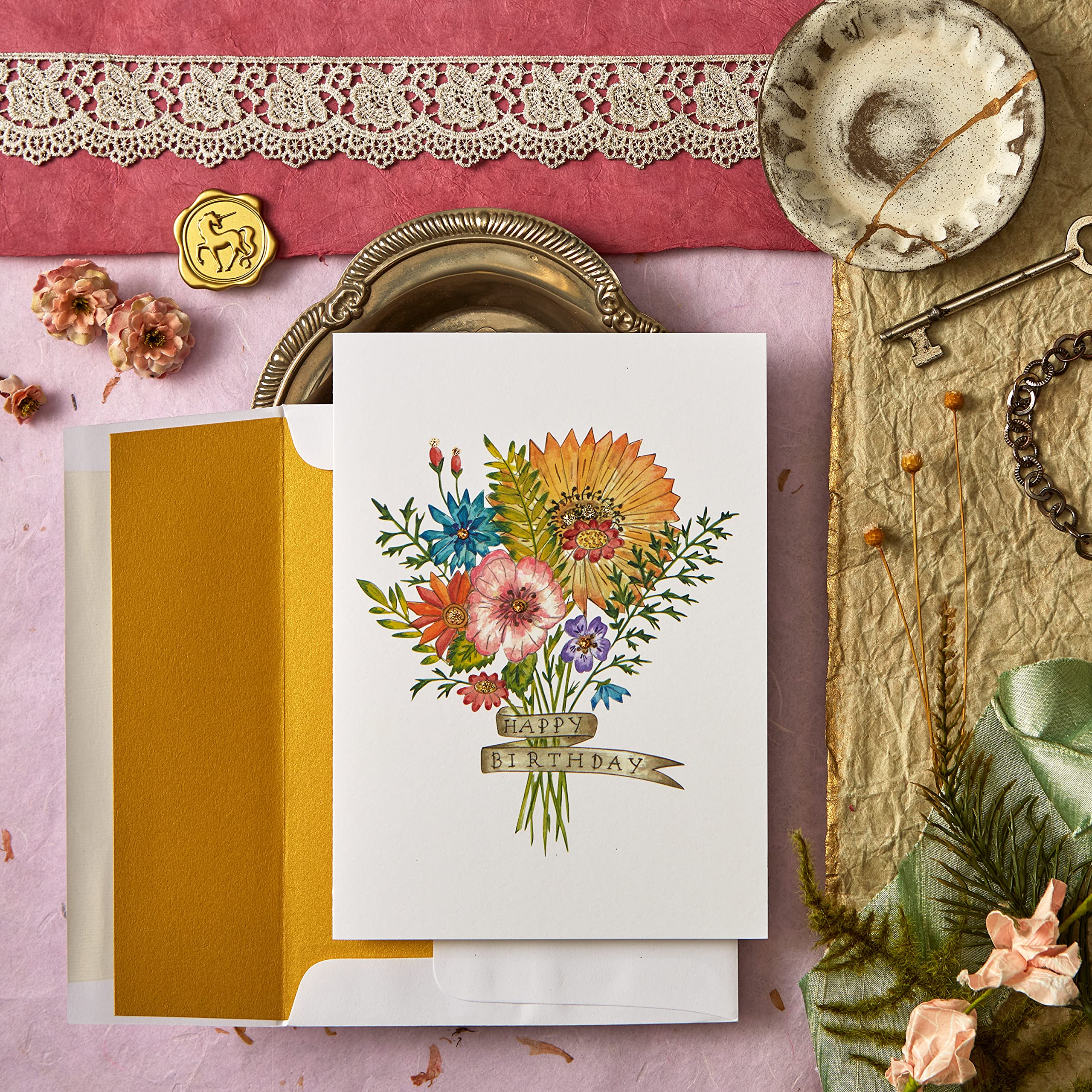 Wild Flower Bouquet Tattoo Birthday Card - Unique Floral Greeting Card for Tattoo Lovers, Perfect for Birthdays, Anniversaries & Special Occasions