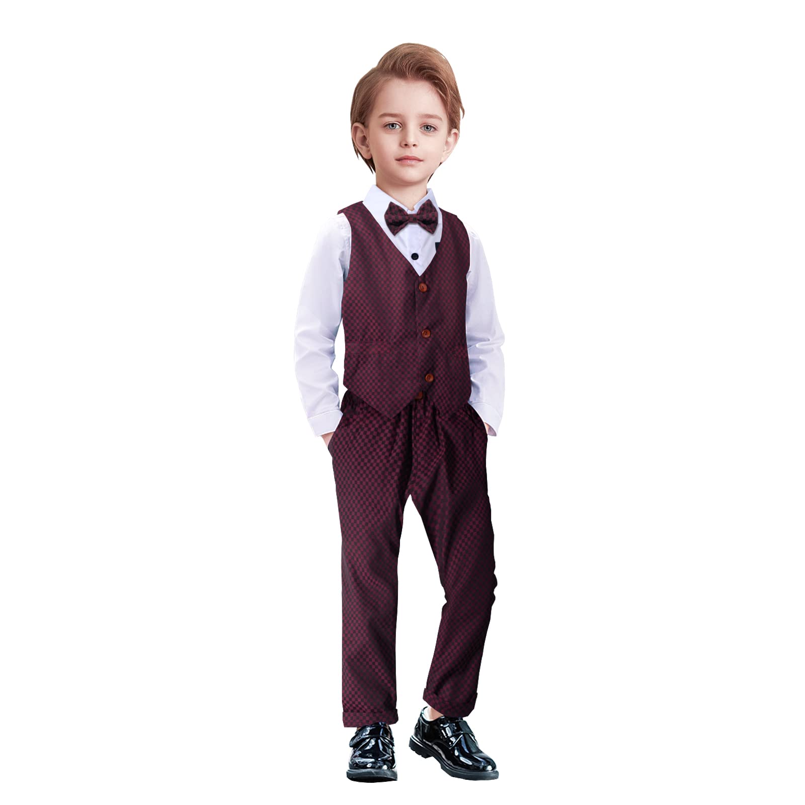 Yilaku Boys Slim Fit Suit 4-Piece Set - Toddler Tuxedo & Dress Clothes for Weddings, Parties & Formal Events | Premium Boys' Formal Suits for Special Occasions