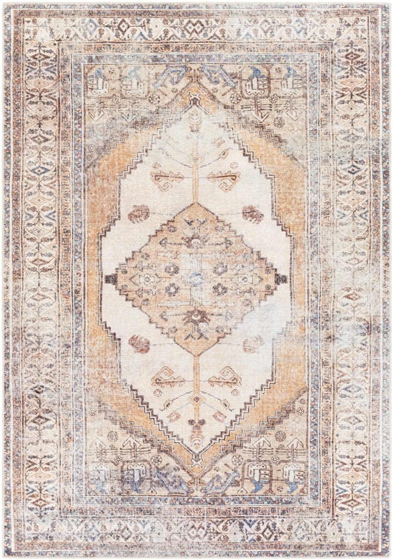 Mark&Day Washable Rugs 2x3 Kwadijk Traditional Camel Area Rug - Brown Beige Machine Washable Carpet for Living Room, Bedroom, Kitchen | Non-Slip Soft Floor Mat for Home Decor, Office, Dorm (2' x 2'11