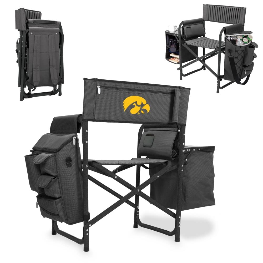 Iowa Hawkeyes NCAA Portable Camping Chair with Side Table & Soft Cooler - Lightweight Folding Beach Chair for Adults - Outdoor Lawn Chair for Picnics, Tailgating, and Backyard Relaxation