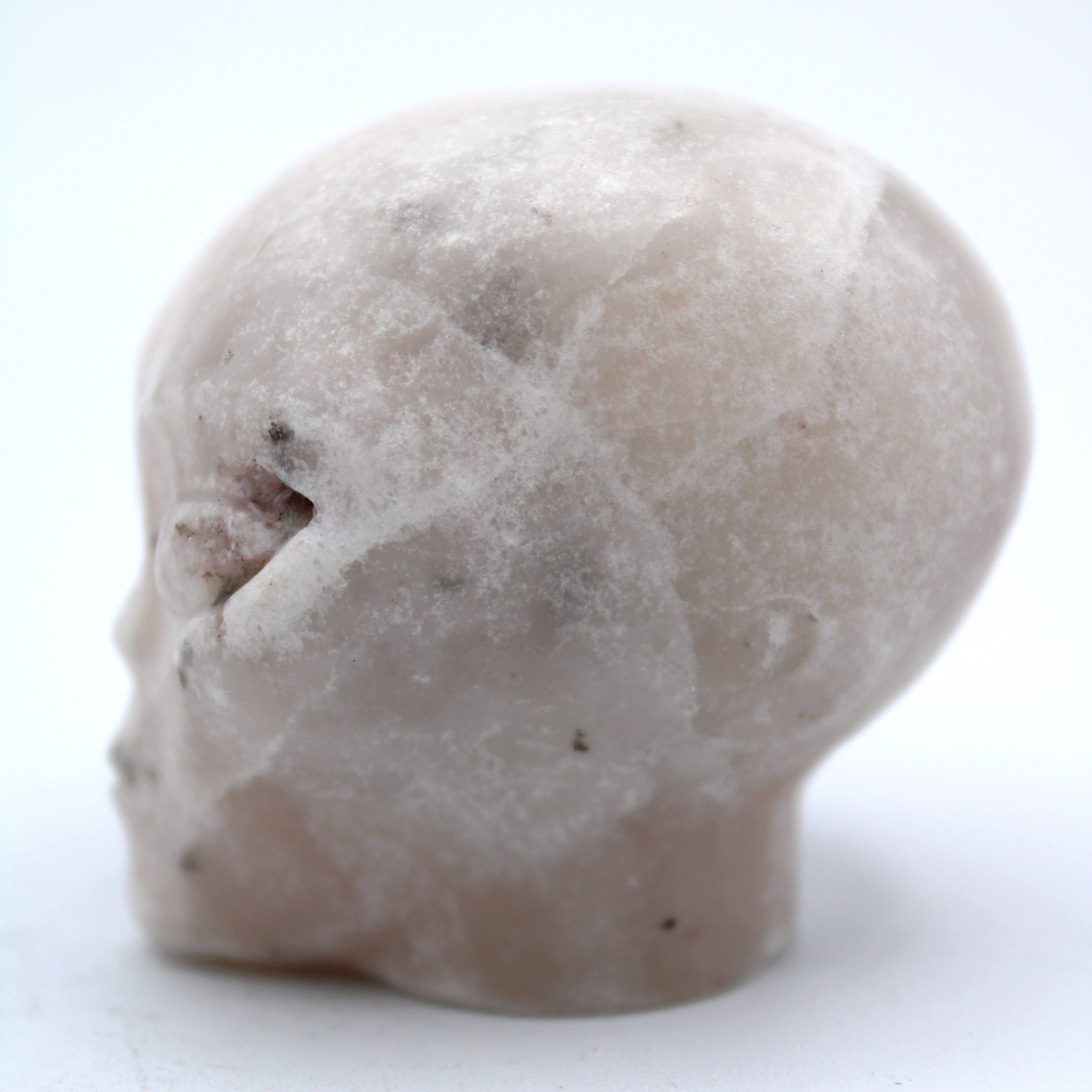 Calcite Alien Head Carving - Unique Handmade Stone Sculpture for Home Decor, Office Display & Gift Giving
