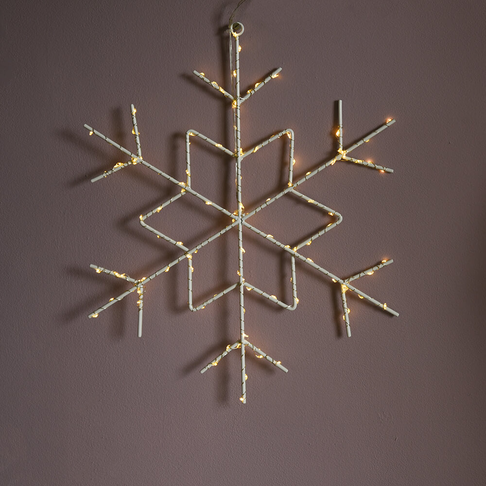 Lumi Snowflake LED Hanging Light with Battery - Decorative Indoor/Outdoor Christmas Holiday Party Wedding Decor
