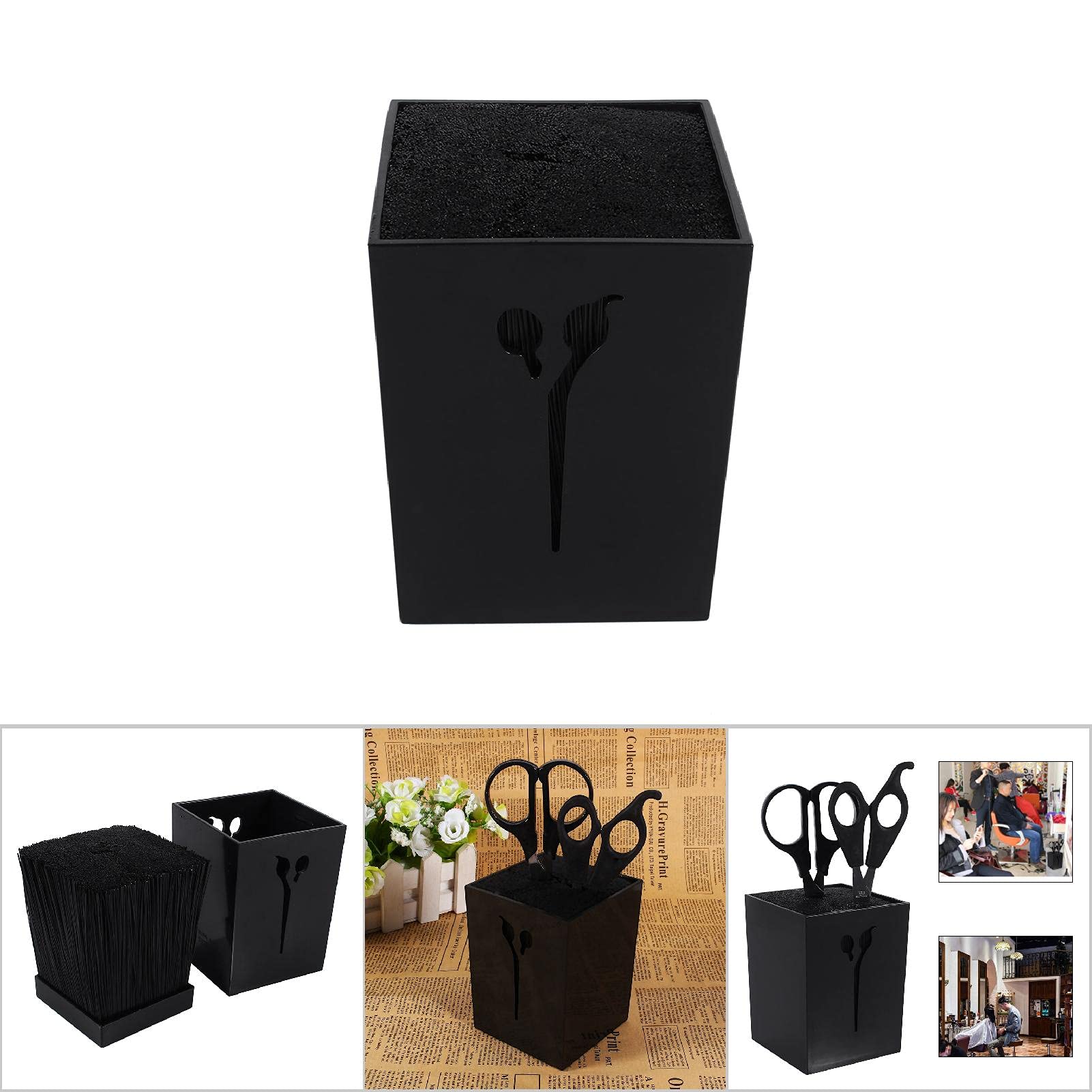 Plastic Scissor Holder Stand with Storage Box - Organizer for Hairdressing Combs & Tools | Salon, Barber Shop, Home Haircut Essentials