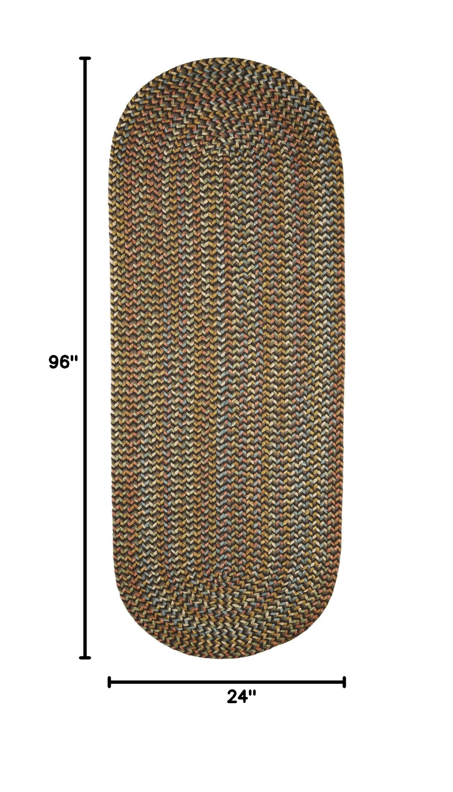 Super Soft Confetti Braided Traditional Area Rug - Brown Velvet 2' x 8' Runner for Hallway, Living Room & Bedroom Decor