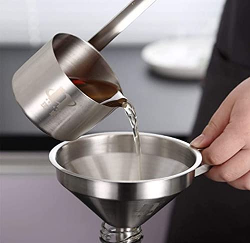 TIJAR 10cm Stainless Steel Funnel - Food Grade Kitchen Funnel with Ring Holder, Dishwasher Safe for Easy Storage - Perfect for Cooking, Baking, Oil Transfer & DIY Projects