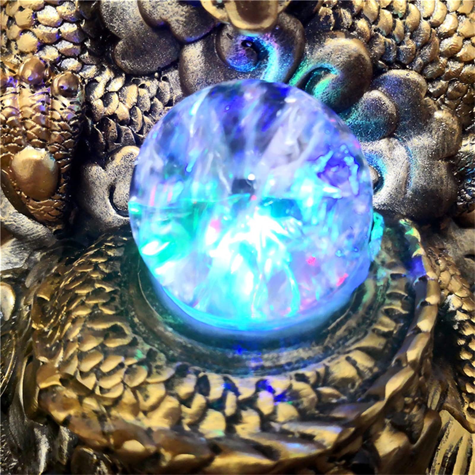 Chinese Dragon Desktop Fountain with LED & Running Water - Feng Shui Wealth Decor for Home & Office, Zen Lotus Base, Lucky Mascot - Perfect for Meditation Spaces, Office Desks & Home Decor
