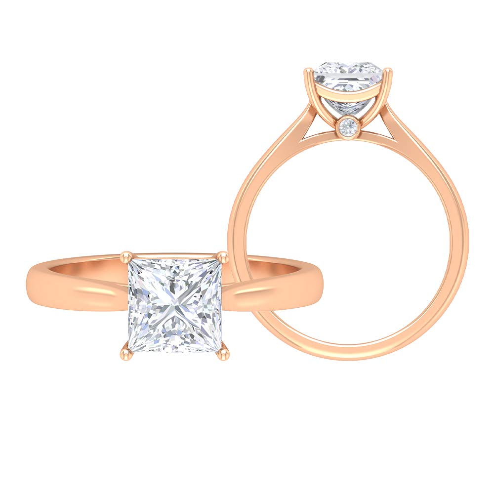 6.50mm Princess Cut Moissanite Solitaire Ring in 14K Solid Gold | Elegant Ladies Wedding & Engagement Ring | Perfect for Proposals, Anniversaries & Special Occasions