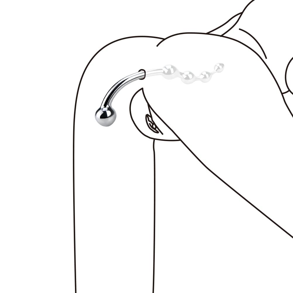 Metal Anal Hook with 5 Beads - S-Shaped Sex Toy for Couples & Solo Play