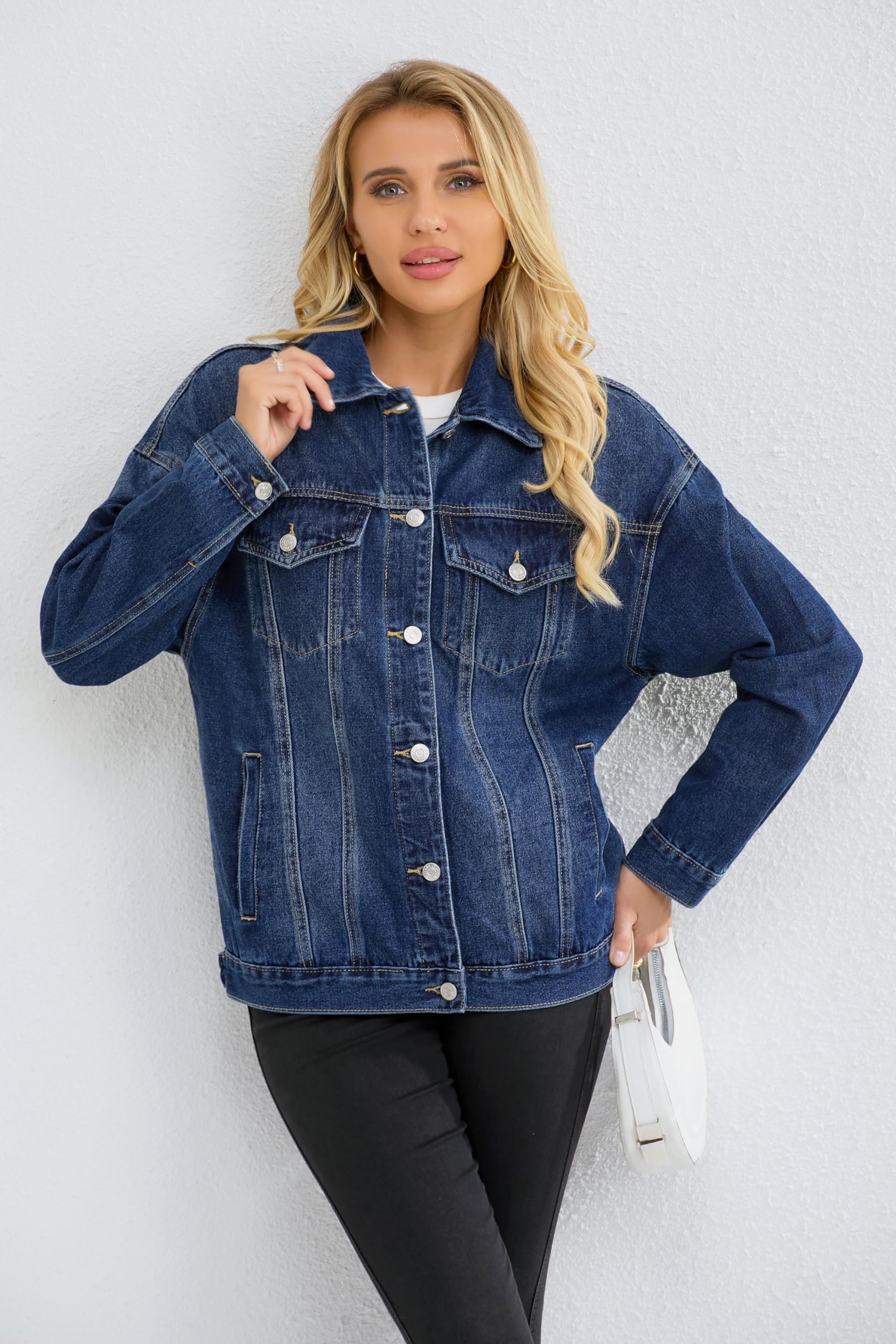 Trendy Oversized Denim Jacket for Women - Loose Fit Boyfriend Style Long Jean Coat | Casual Outfits, Streetwear & Layering Fashion