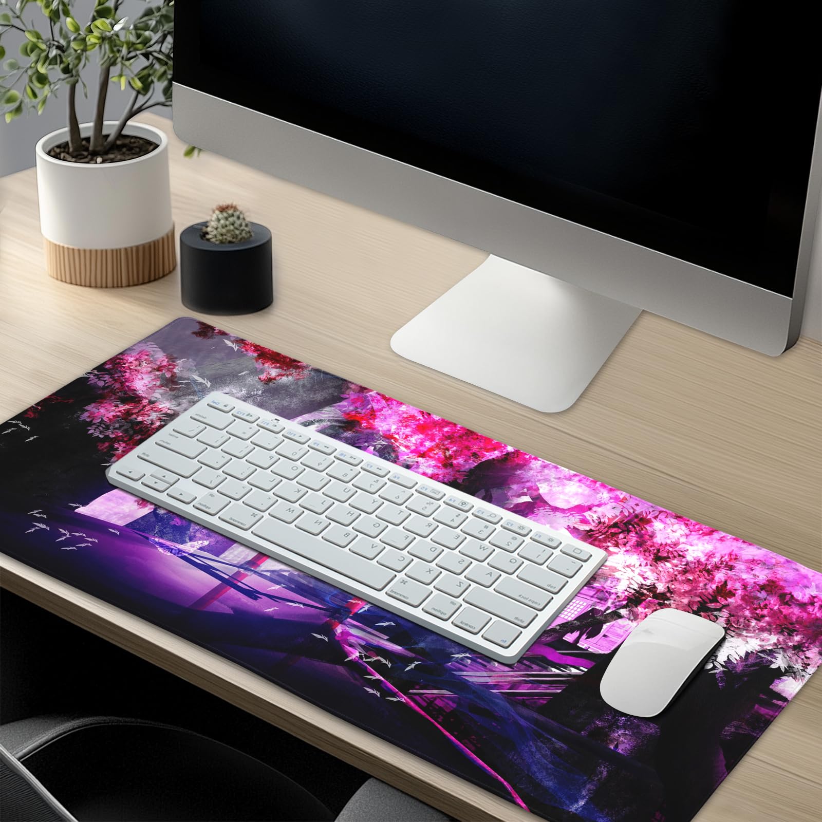 Cherry Blossom Gaming Mouse Pad - Large Non-Slip Desk Mat for PC & Office Use