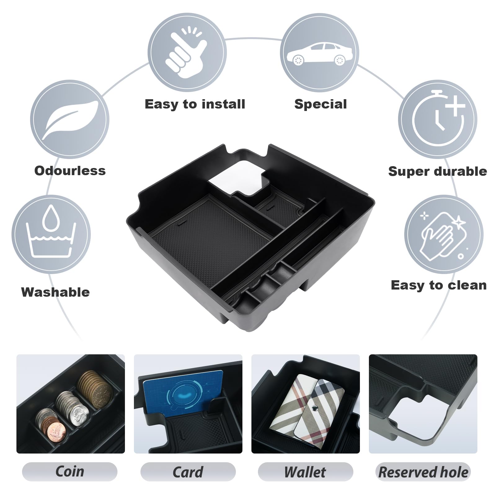 2022-2025 Nissan Frontier Center Console Organizer Tray - Custom Fit Accessory for Frontier S/SV/Midnight Edition/Pro-X/Pro-4X - Perfect for Road Trips & Daily Commute
