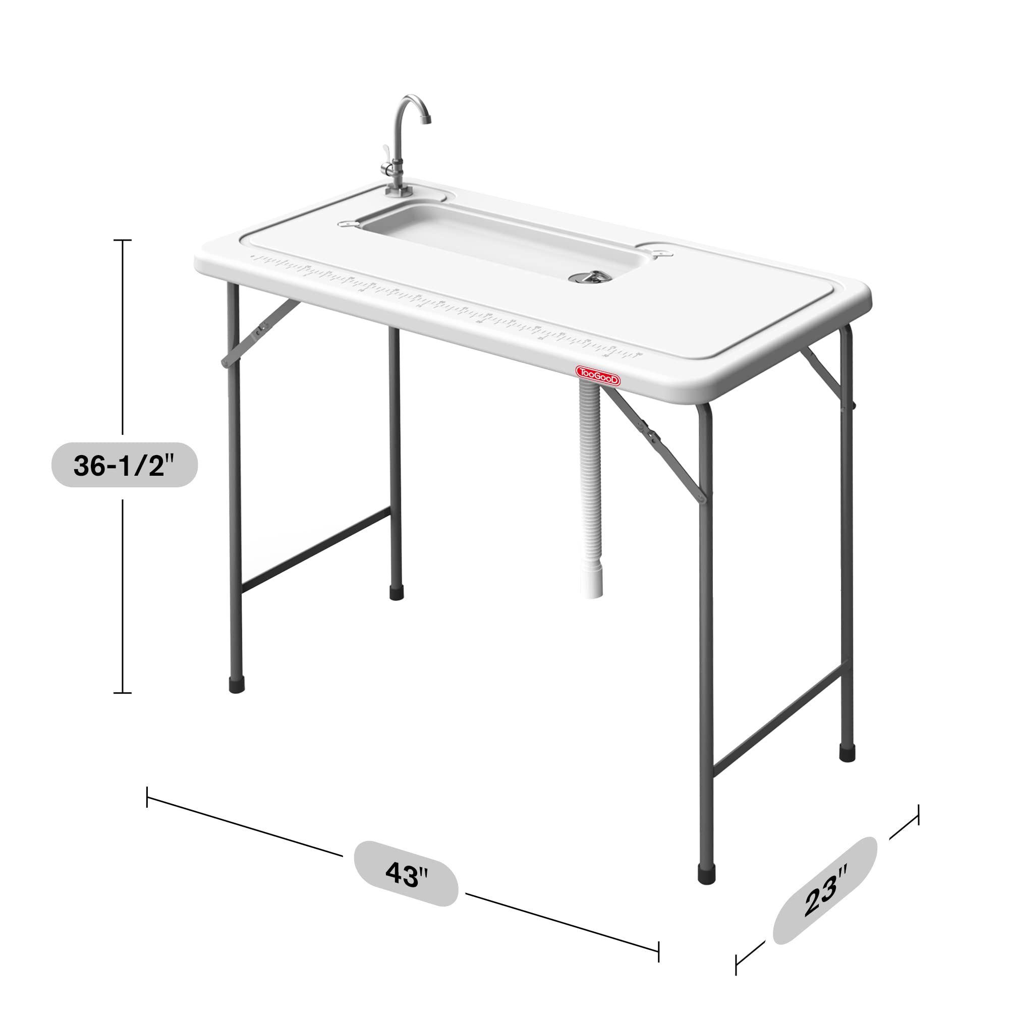 Portable Folding Fish Cleaning Table with Sink - Camping Dish Washing Station with Built-in 31