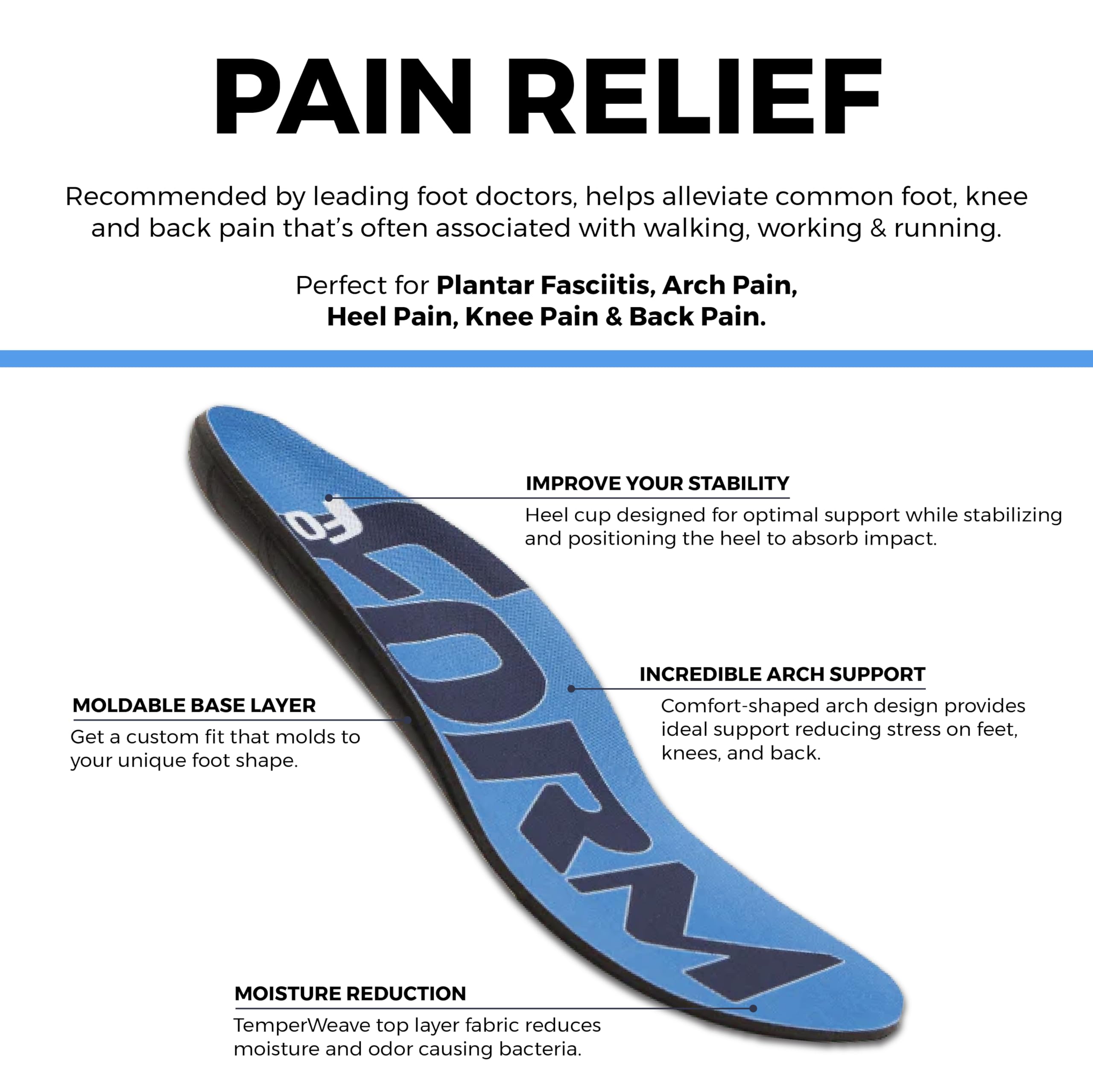 Maximum Support Plantar Fasciitis Insoles for Women & Men – Custom Orthotic Shoe Inserts with Shock Absorption – Relief for Flat Feet, Heel Pain & Arch Support – Perfect for All-Day Walking, Standing & Running (Work, Hiking, Sports)