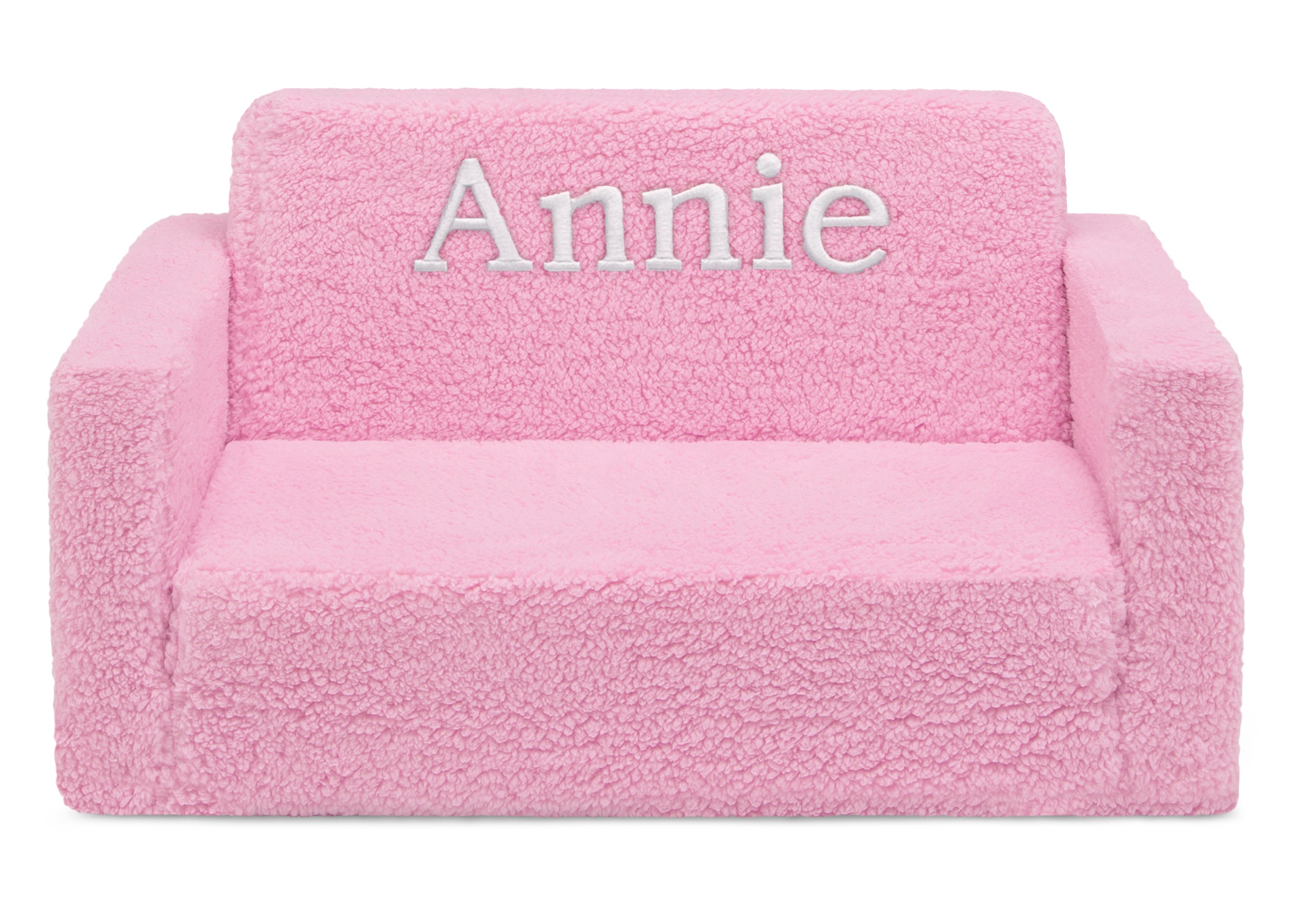 Personalized Cozee Flip Out Sherpa 2-in-1 Convertible Sofa to Lounger for Kids - Soft & Comfy Children's Furniture for Playroom, Bedroom or Nursery