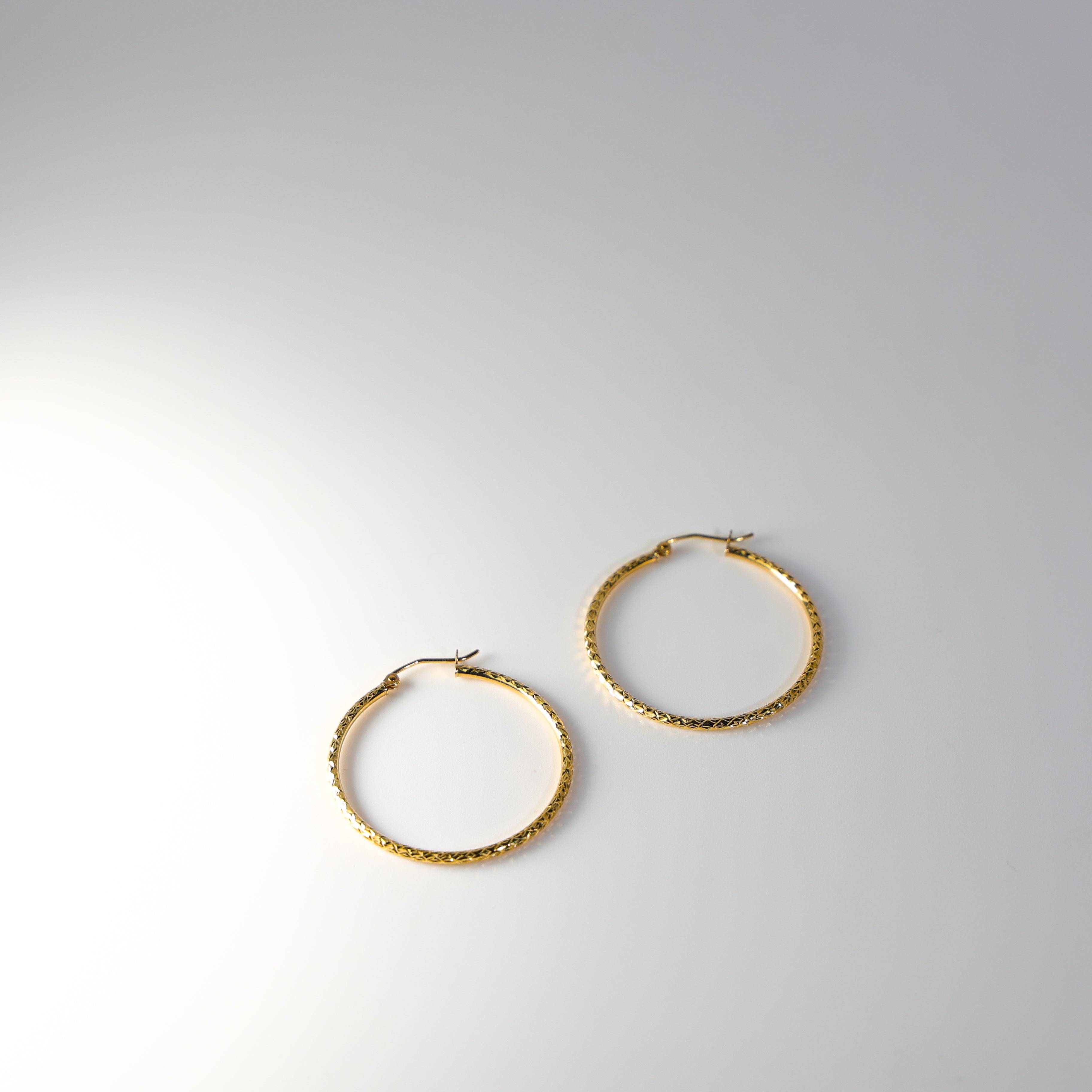 14K Gold Diamond Cut Huggie Hoop Earrings 33mm Wide - Model 107 | Elegant Everyday Jewelry for Women, Perfect for Work, Date Night & Special Occasions