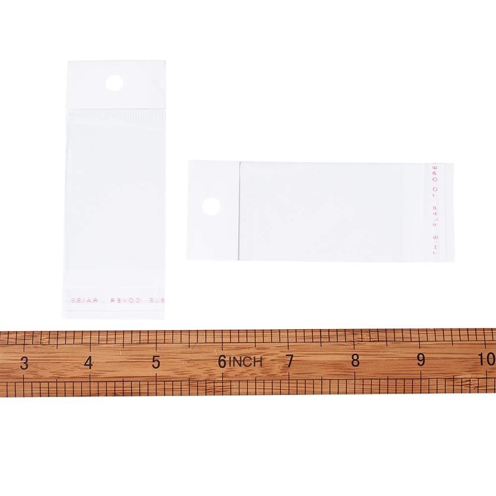 200pcs 2.36x1.57inch OPP Clear Resealable Plastic Bags with Self-Adhesive Seal - Perfect for Bakery, Candy, Soap, Cookies & Chocolate Packaging (6x4cm with Hole) - Food Safe Storage & Gift Wrapping Solution
