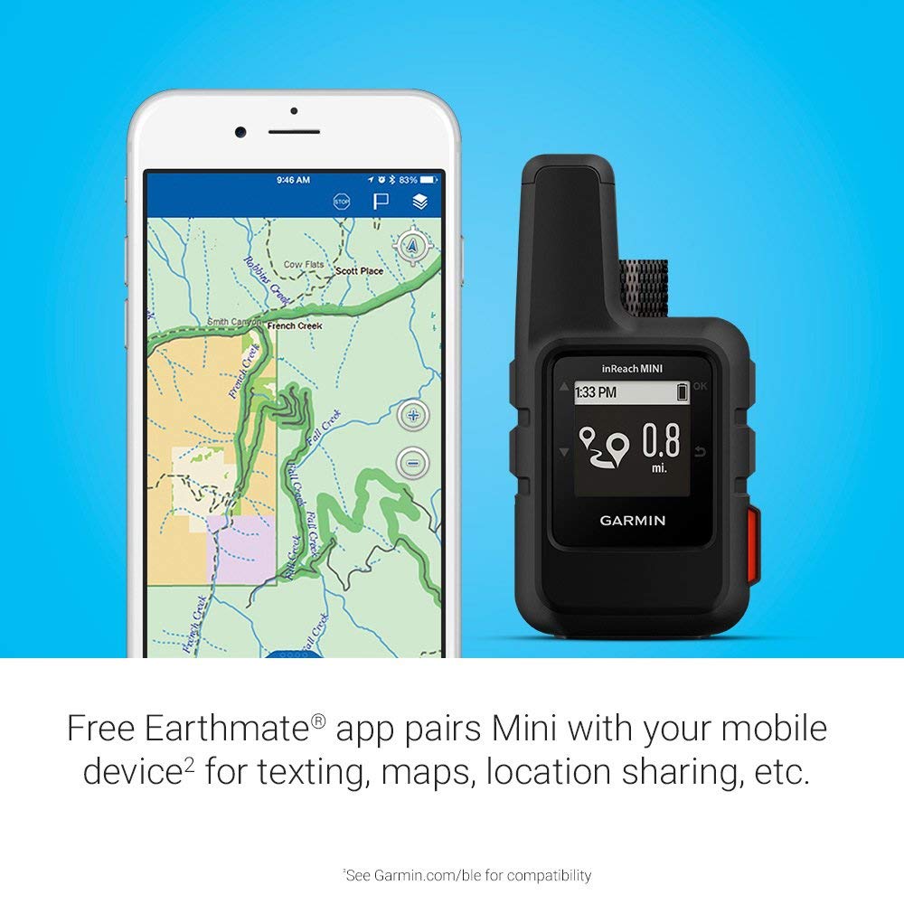 Garmin inReach Mini - Lightweight Compact Handheld Satellite GPS Communicator with Two-Way Messaging, Black (Renewed) - Perfect for Hiking, Camping, Backpacking & Emergency Outdoor Adventures