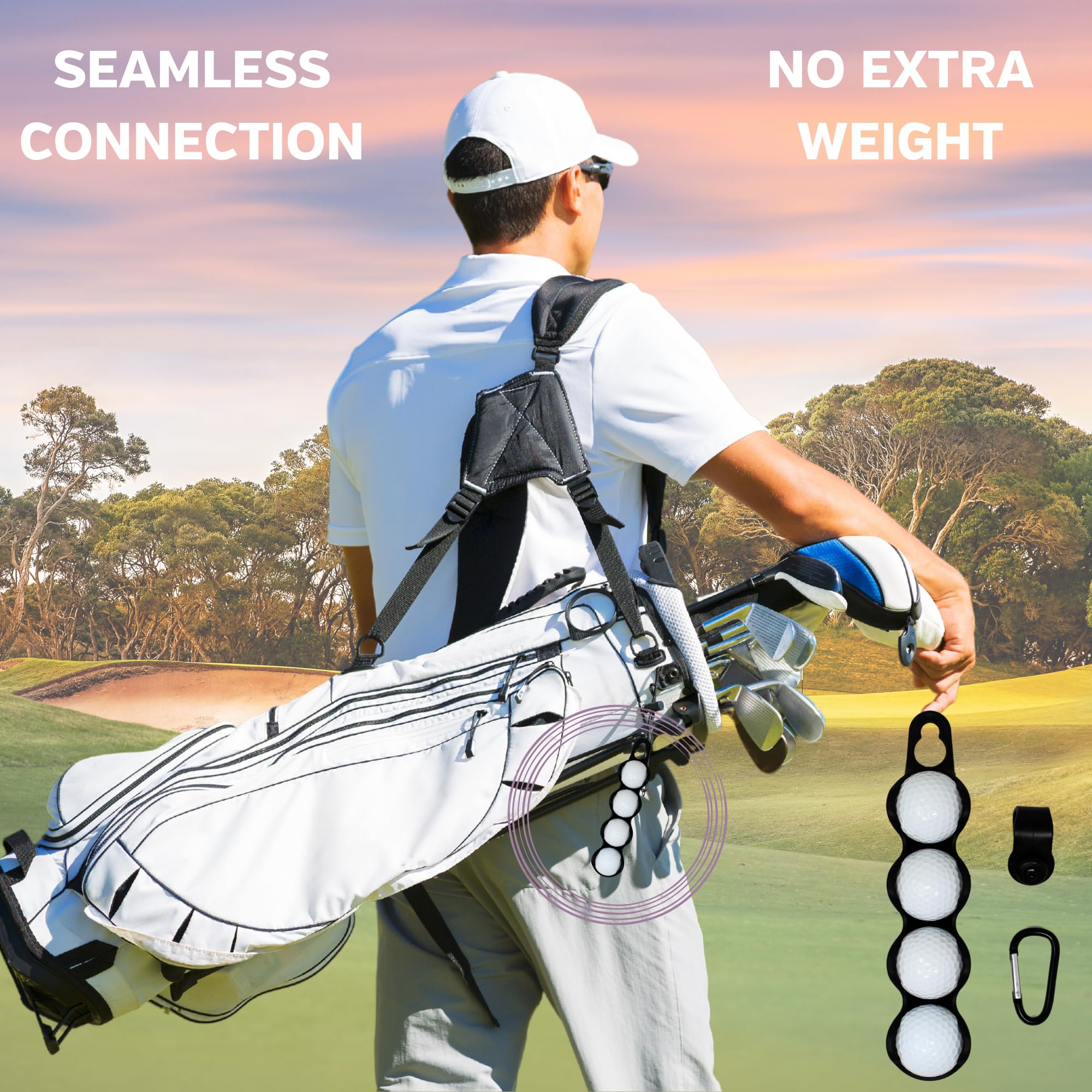 Premium Golf Ball Holder - 4 Ball Capacity, Durable & Easy Clip-On Design for Golf Bags & Carts | Perfect Golf Accessories Gift for Men & Women | Ideal for Driving Range, Course Play & Tournament Practice