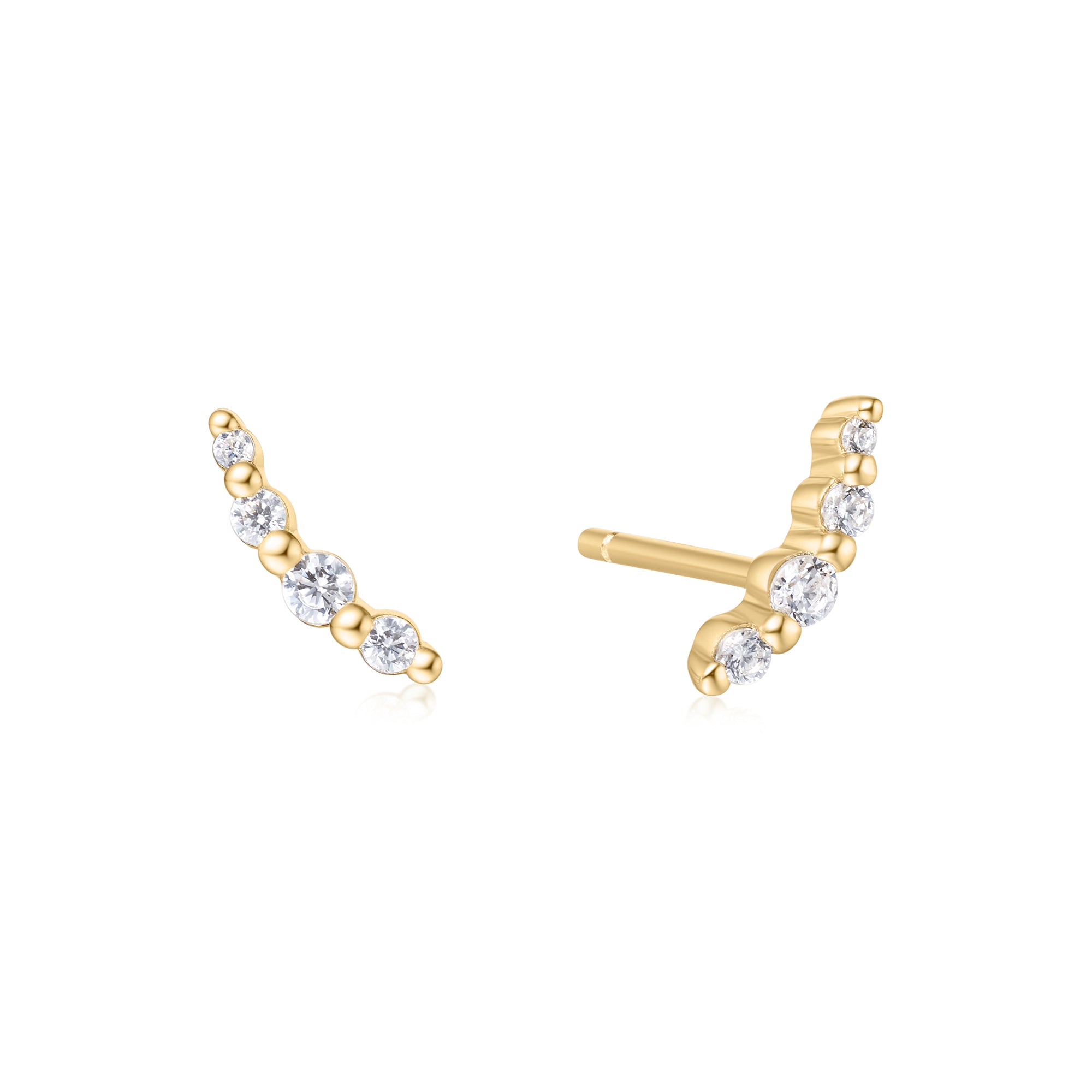 14K Gold Bezel Beaded Stone Stud Earrings for Women - Elegant Handmade Jewelry for Daily Wear, Parties & Gifts