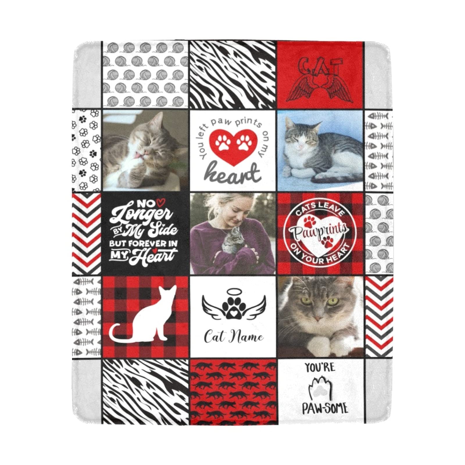 Personalized Cat Memorial Blanket - Custom Photo Sympathy Gift for Cat Loss | 40x50 Inch Pet Keepsake Blanket | Comforting Gift for Grieving Cat Owners & Cat Moms | Perfect for Memorial Services, Pet Loss Support & Home Remembrance