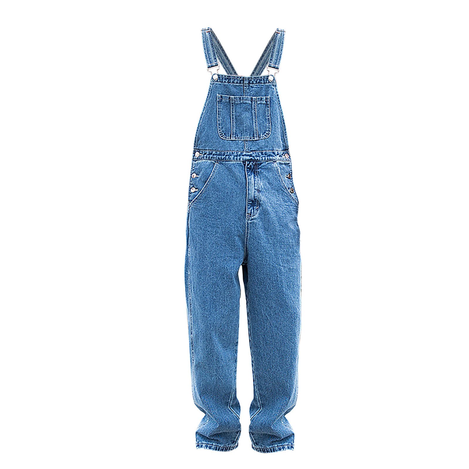 KonJim Men's Lightweight Denim Bib Overalls - Loose Fit Casual & Work Jumpsuit with Adjustable Straps | Durable Utility Coveralls for Farming, Construction & Outdoor Activities | Fashionable Romper Workwear for Everyday Style