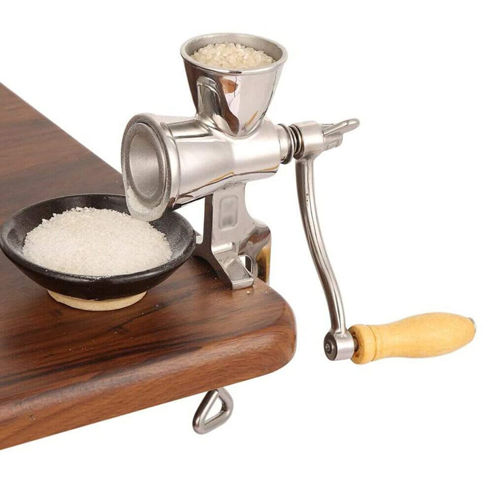 Premium Stainless Steel Manual Grain Mill Grinder for Wheat, Coffee, Cereals - Handheld Flour Grinding Machine for Home Kitchen & Camping Use