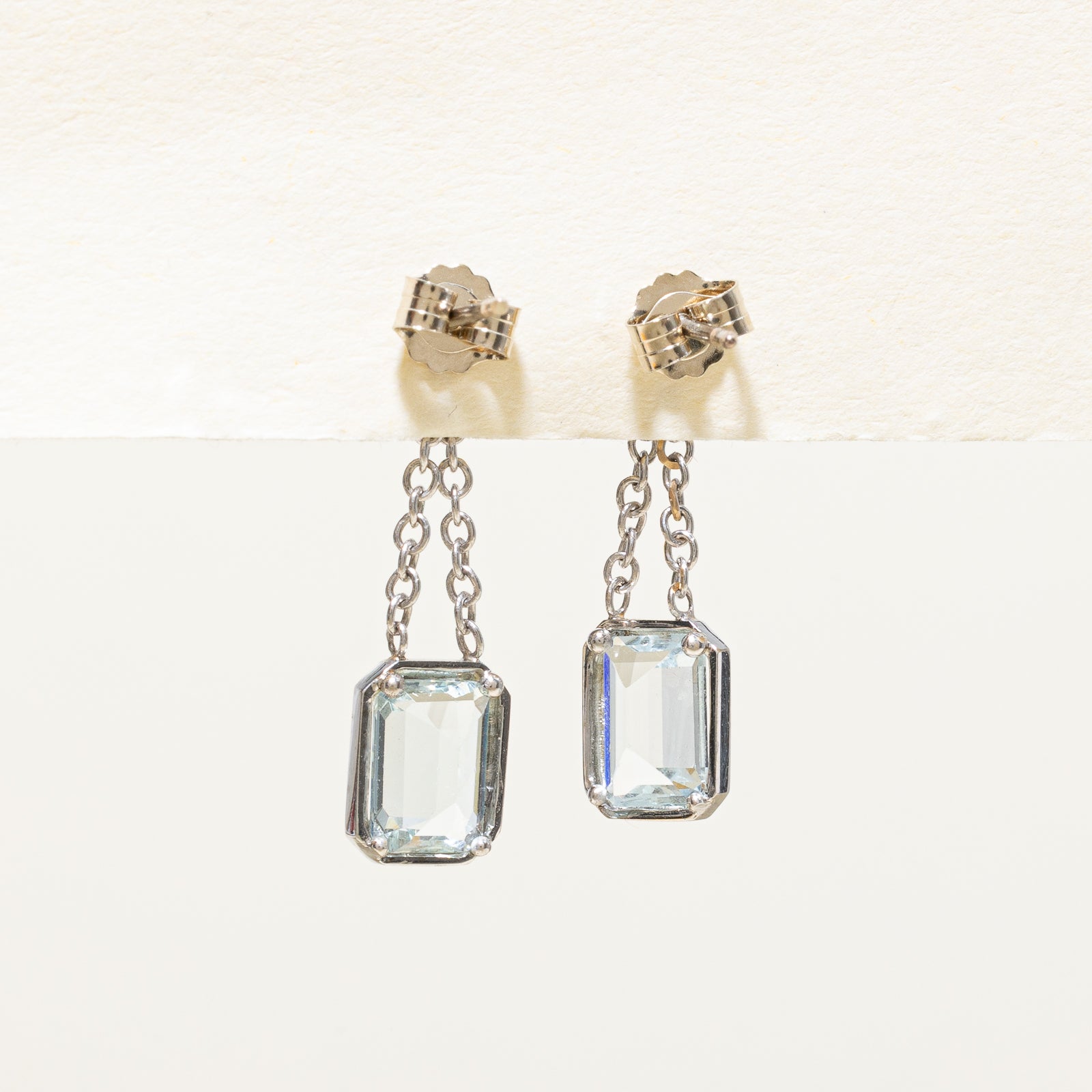 1.80ctw Aquamarine & 0.04ctw Diamond Dangling Earrings for Women - Elegant Birthstone Jewelry Gift for Wedding, Anniversary & Special Occasions