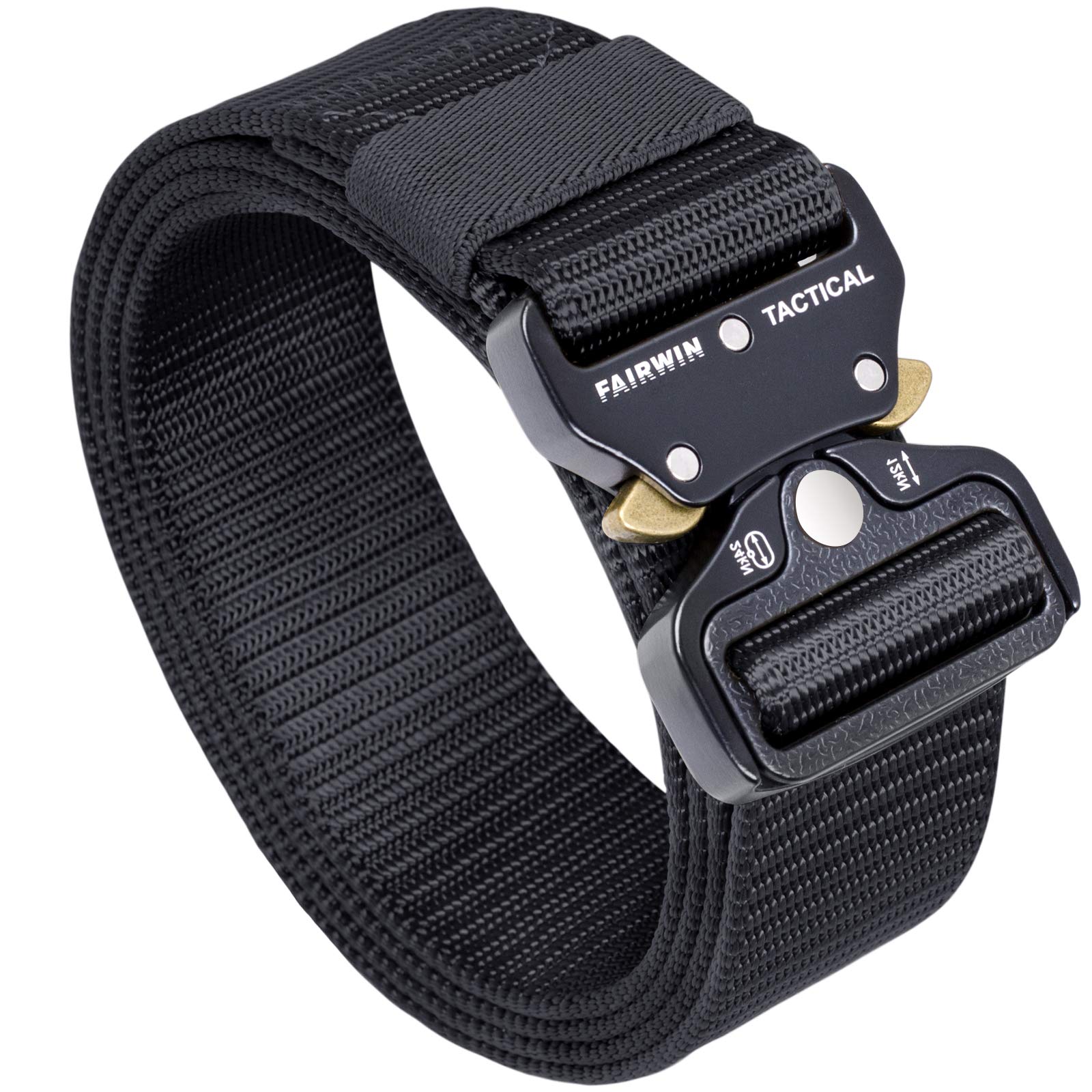 FAIRWIN Tactical Belt - Military Style Heavy Duty Webbing Riggers Belt with Quick Release Metal Buckle for Outdoor, Hiking, Shooting & EDC Gear | Durable Gun Belt for Men & Women