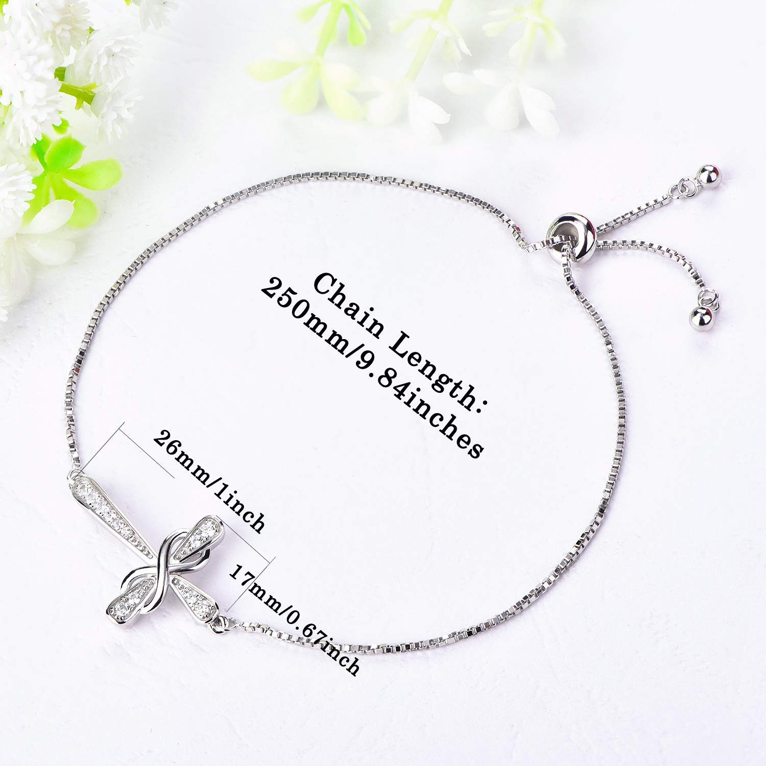 YL Sterling Silver Infinity Cross Necklace & Bracelet Set with Cubic Zirconia - Elegant Women's Jewelry for Everyday Wear, Gift Giving & Special Occasions